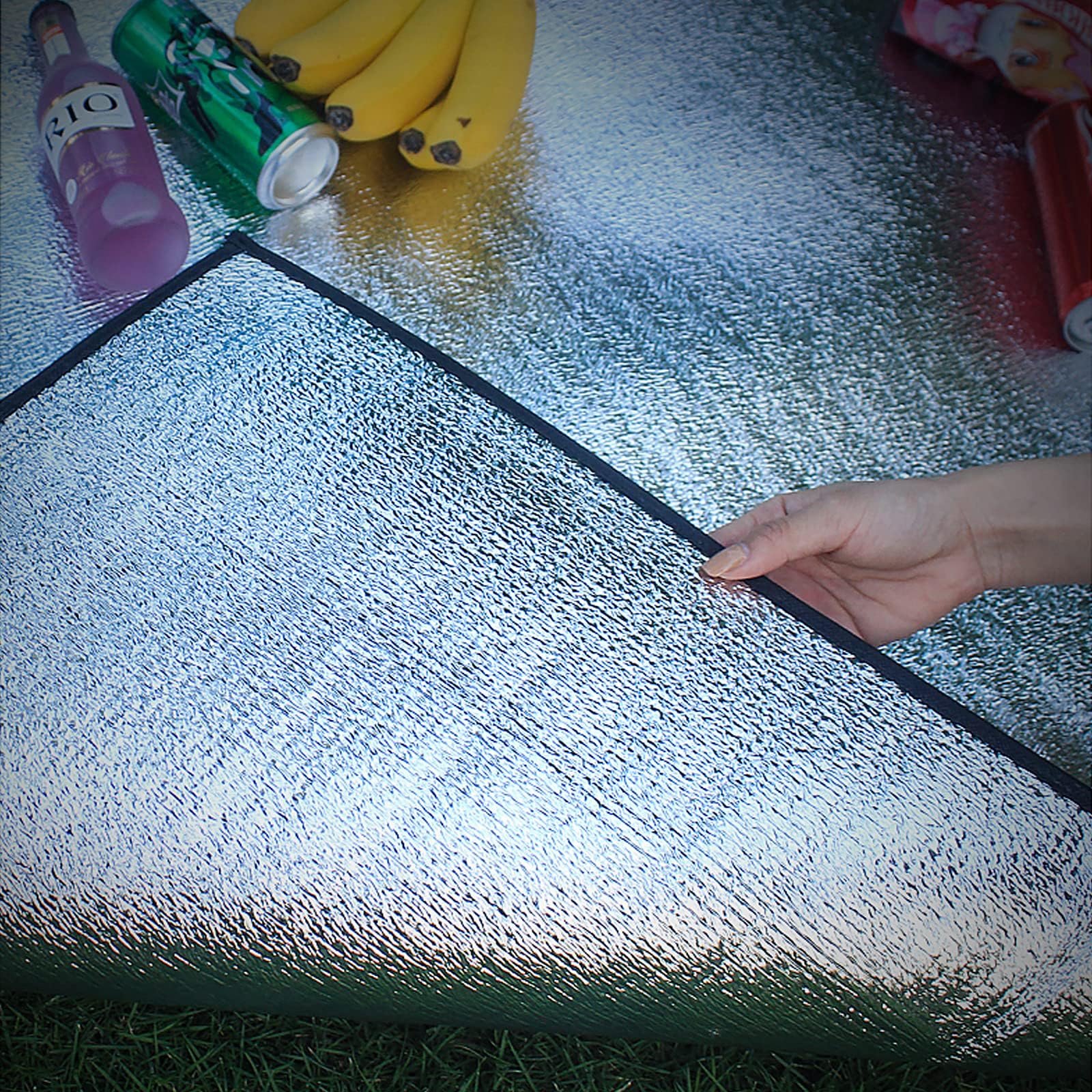 Camping Insulation Mat 200 * 150cm składana aluminiowa mata izolacyjna z pianki do spania na zewnątrz kemping, piesze wycieczki, piknik (srebrna)