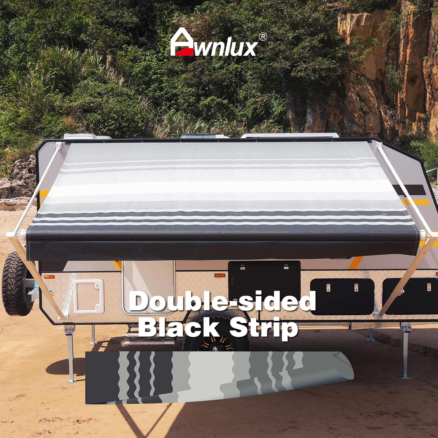 Awnlux RV Awning Fabric Replacement Heavy Duty Vinyl DoubleSided Black