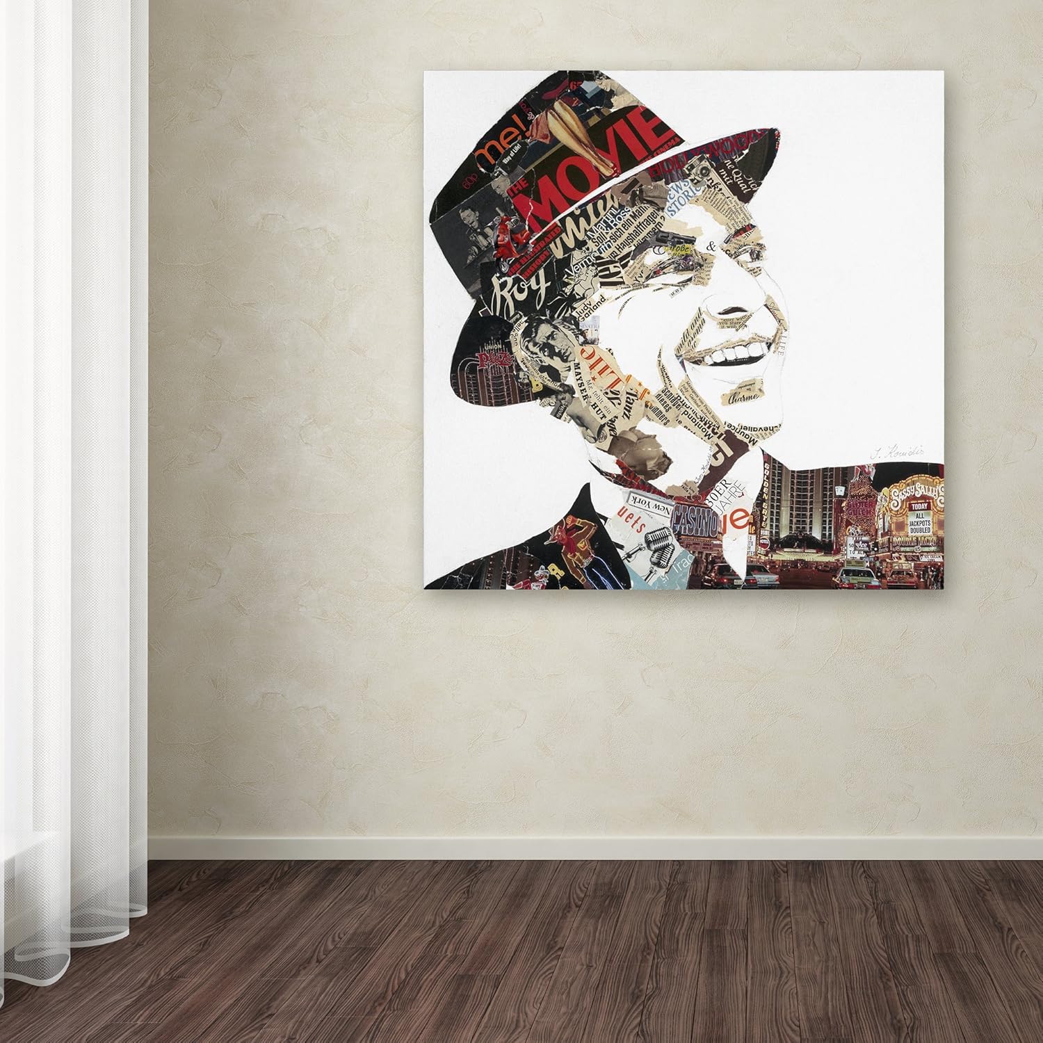 Franky Collage Art in Black and Red on Canvas