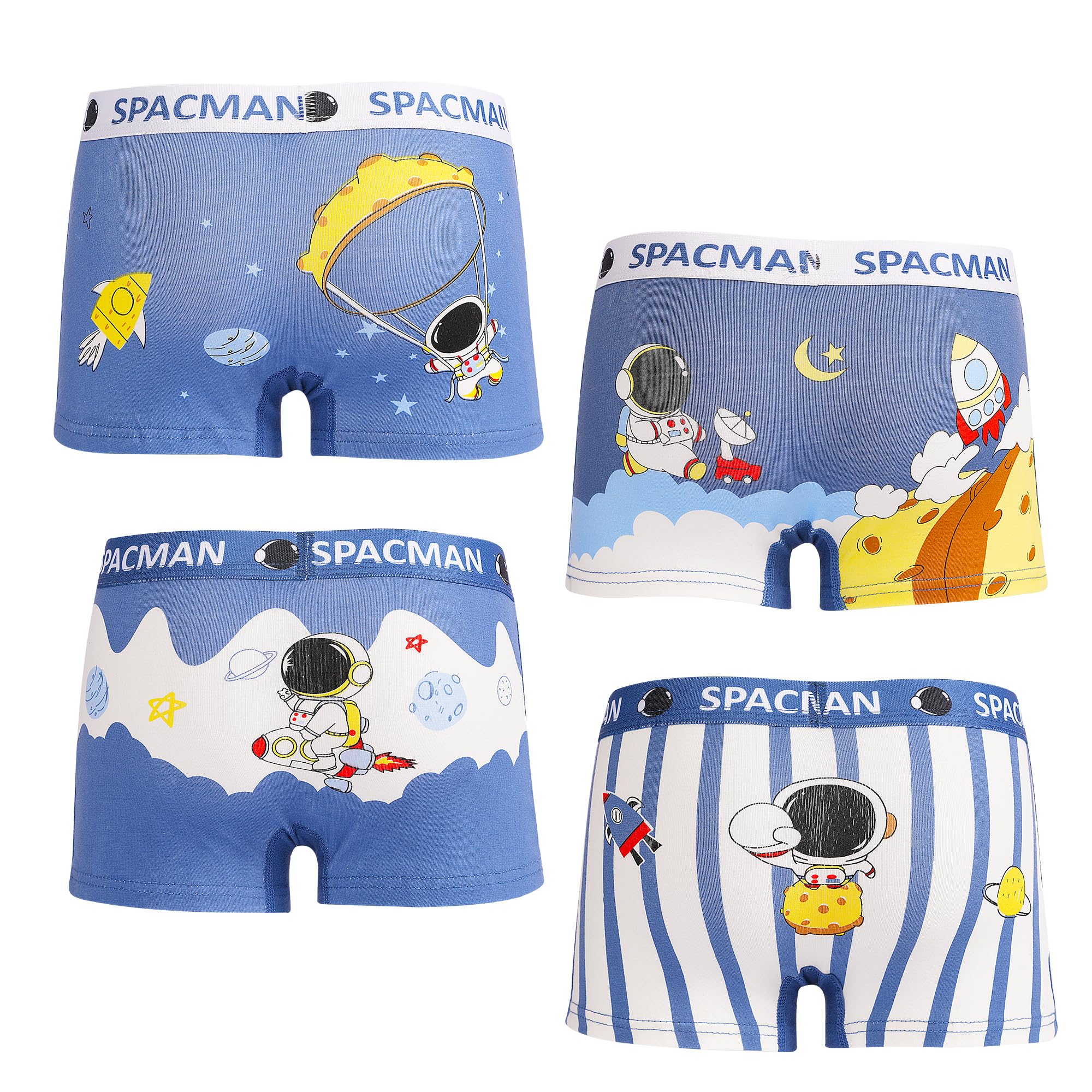 DECOVICI Boys Boxer Briefs 4 Pack, Toddler Underwear 2-12 Years Soft Cotton Kids Boxer Shorts for Boys Dinosaur Space
