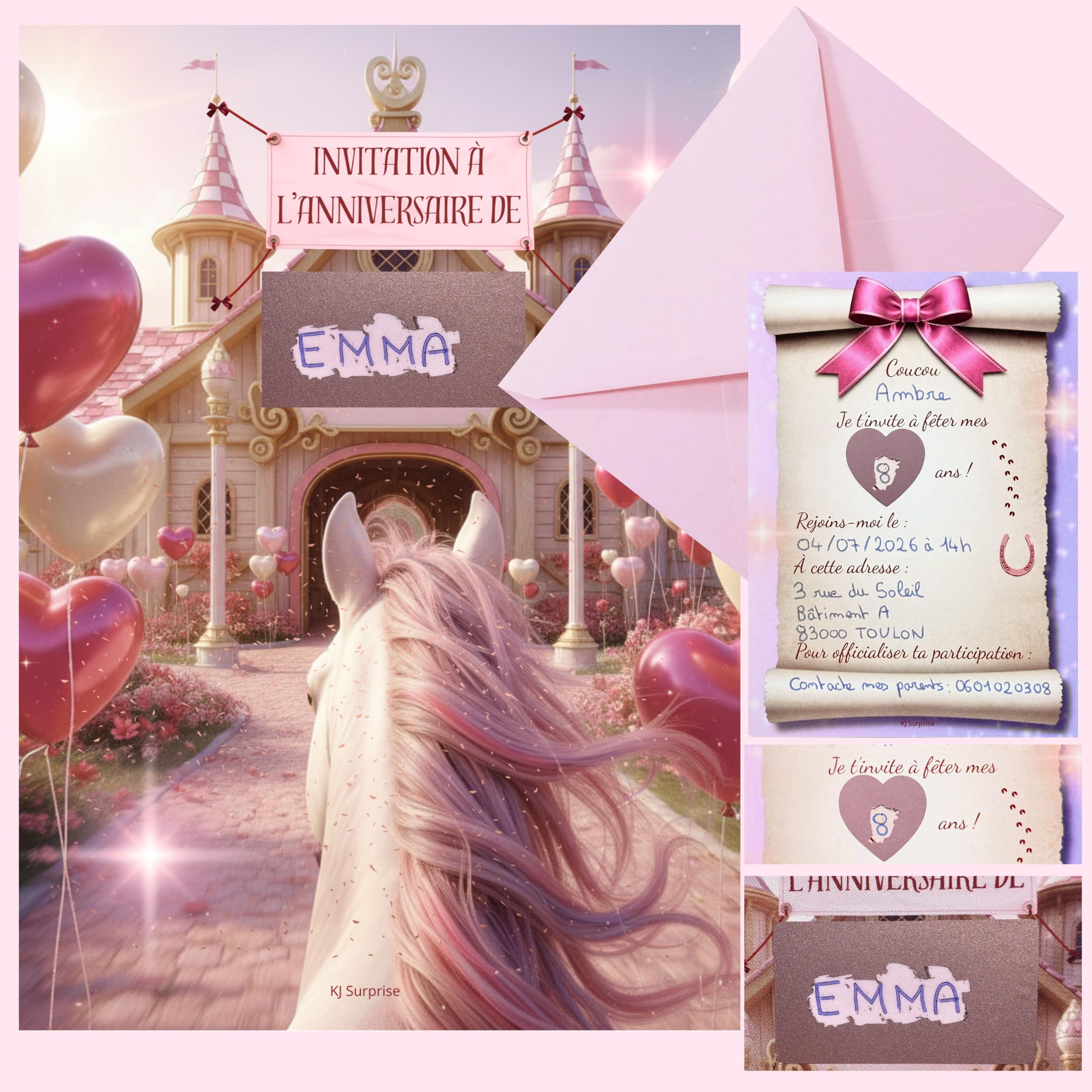 Cartes Invitation Anniversaire Fille Cheval à Gratter – Lot de 10 Invitations avec Enveloppes et Stickers – Thème Cheval Équitation Enfant – Carte Anniversaire Originale et Ludique
