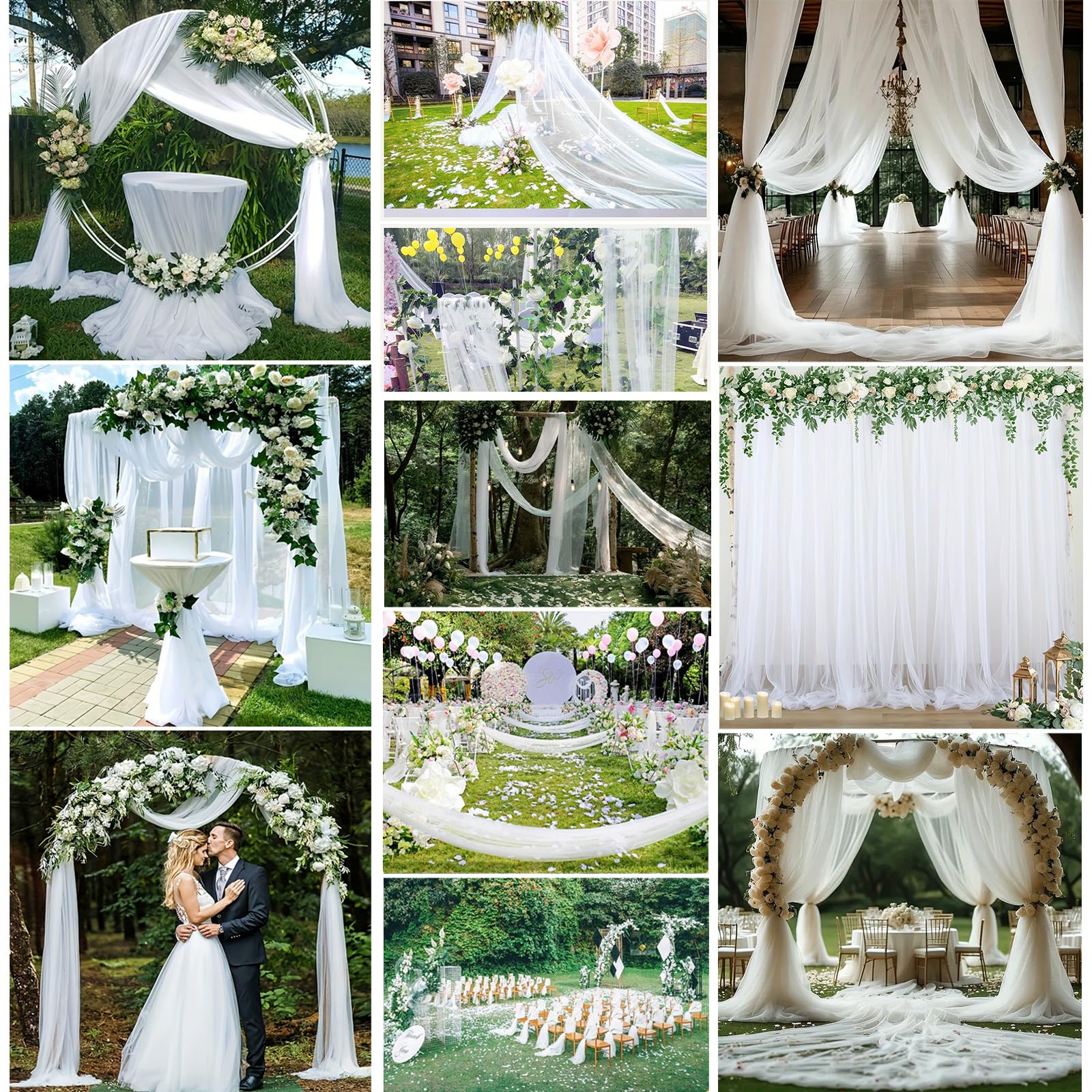 Tüllstoff 30m x 160cm Tüll Stoffe zum Nähen Organza Stoff Tüll Meterware Dekostoff Drapierstoff Netzstoff Deko Stoffe für Hochzeitsbogen Freihanddeko Tischläufer Kleid Schleier Weiß