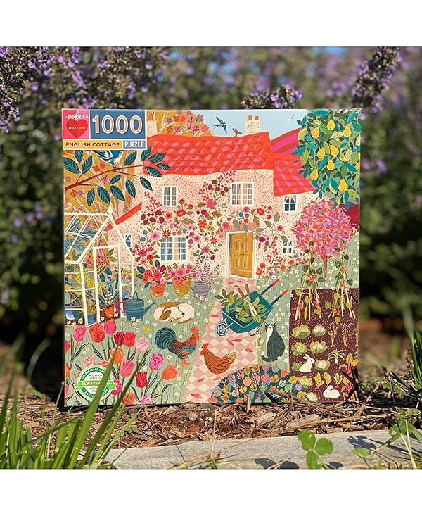 eeBoo 1000 Piece Puzzle - English Cottage Jigsaw Puzzle for Adults, Square 23" x 23" Made with Recycled Board & Vegetable-Based Ink by eeBoo - Image 4