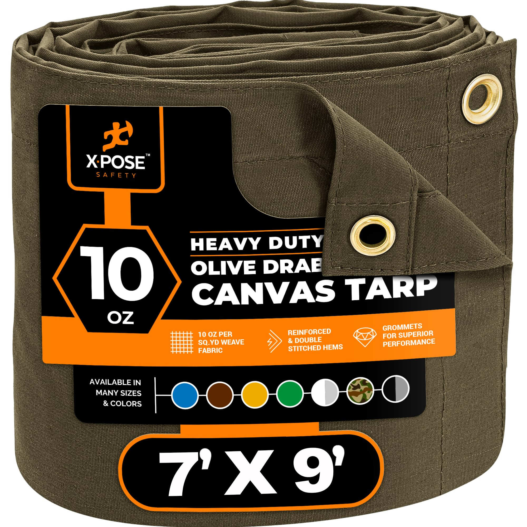 Xpose Safety Canvas Tarp - 10oz Olive Drab Canvas Tarps Heavy Duty