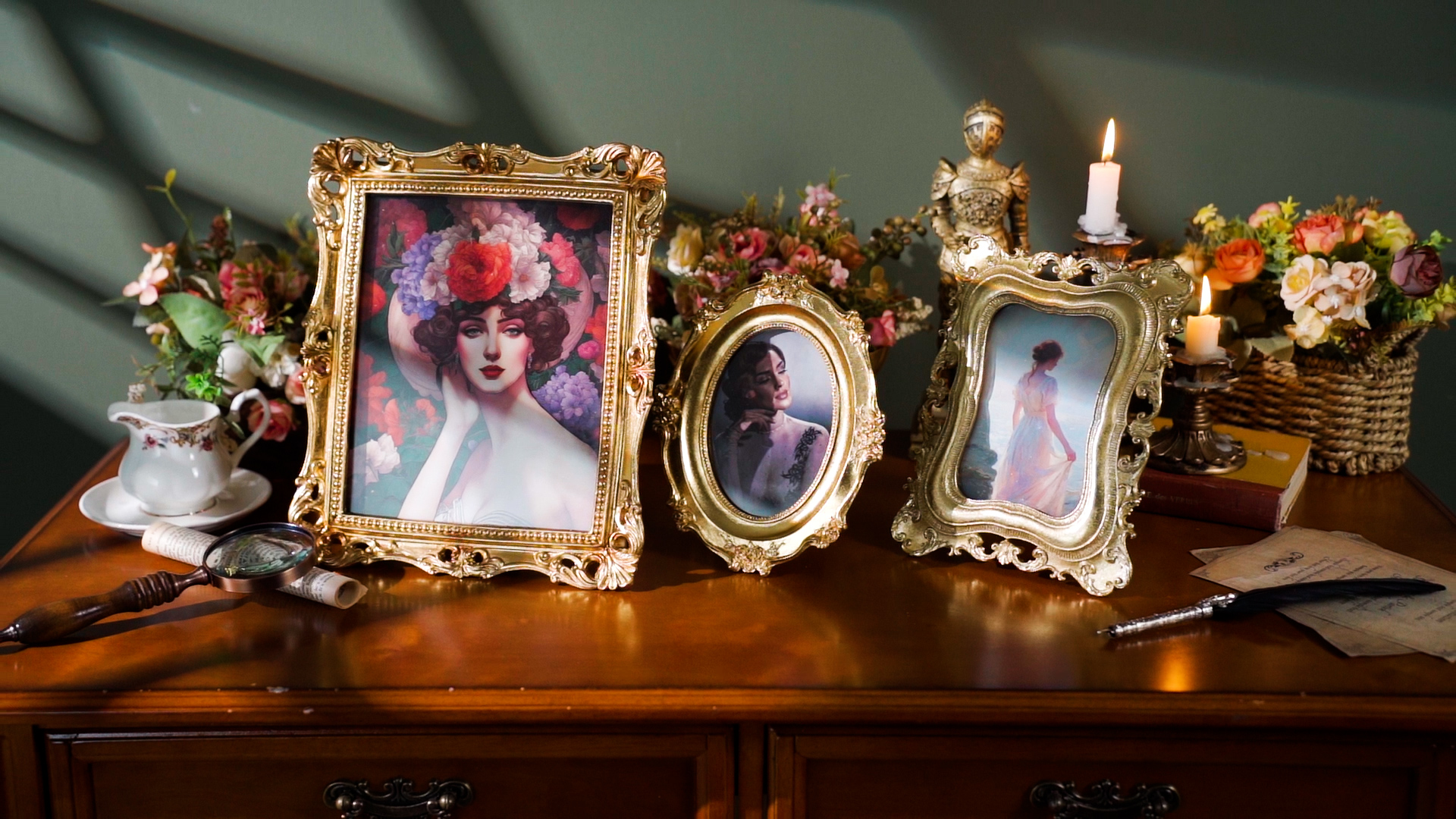 Amazon.com - Thyle 3 Pcs Gold Vintage Picture Antique Resin Photo