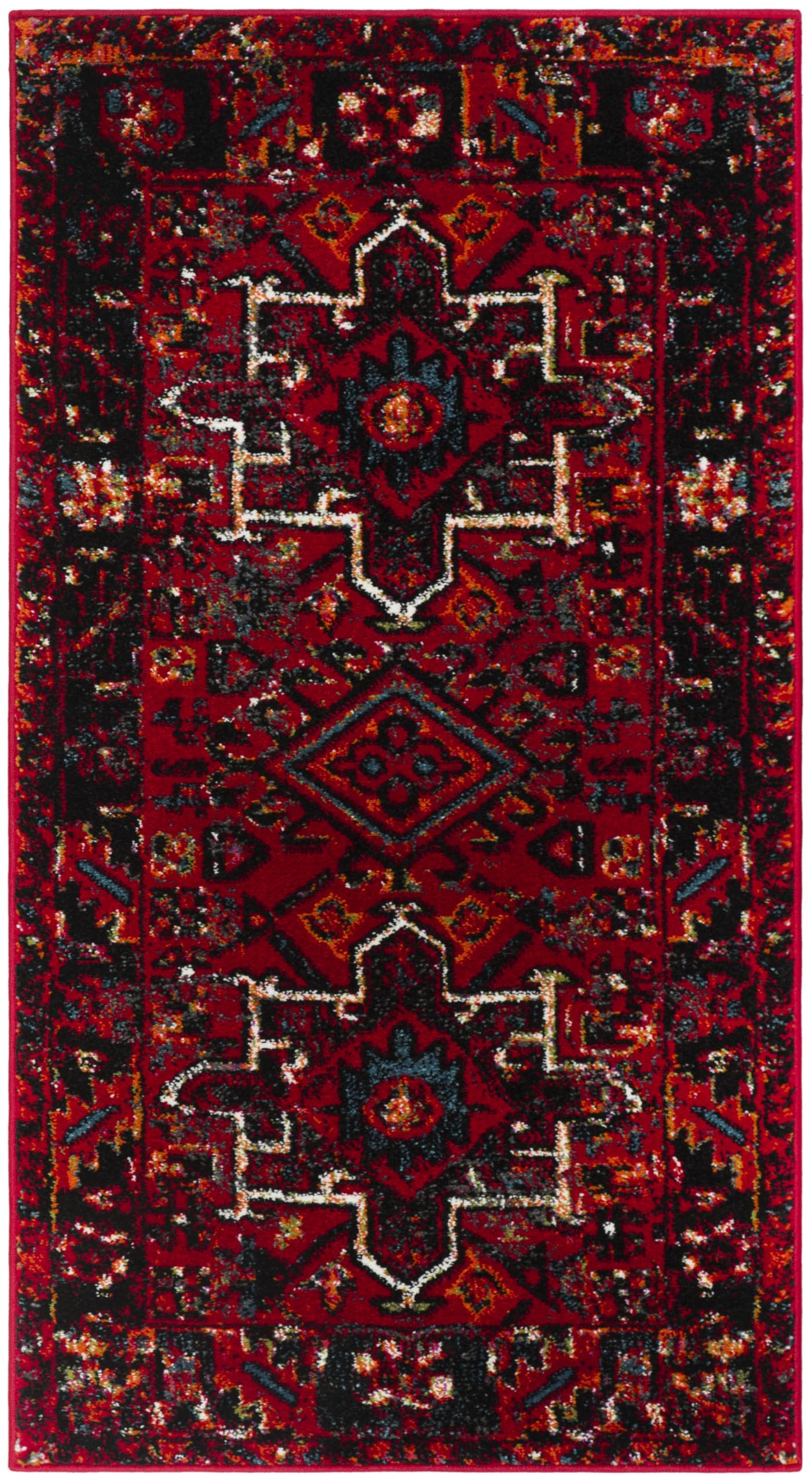 Safavieh Tappeto tradizionale della collezione Persian per soggiorno, sala da pranzo, camera da letto, pelo corto, rosso e multicolore, 61 x 91 cm