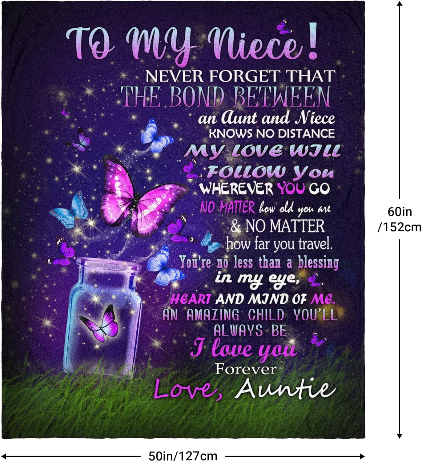 Niece Gifts from Auntie, to My Niece Blanket, Niece Graduation Gift Ideas, Niece Gifts from Auntie, Niece Blanket 60"x50" - Image 3