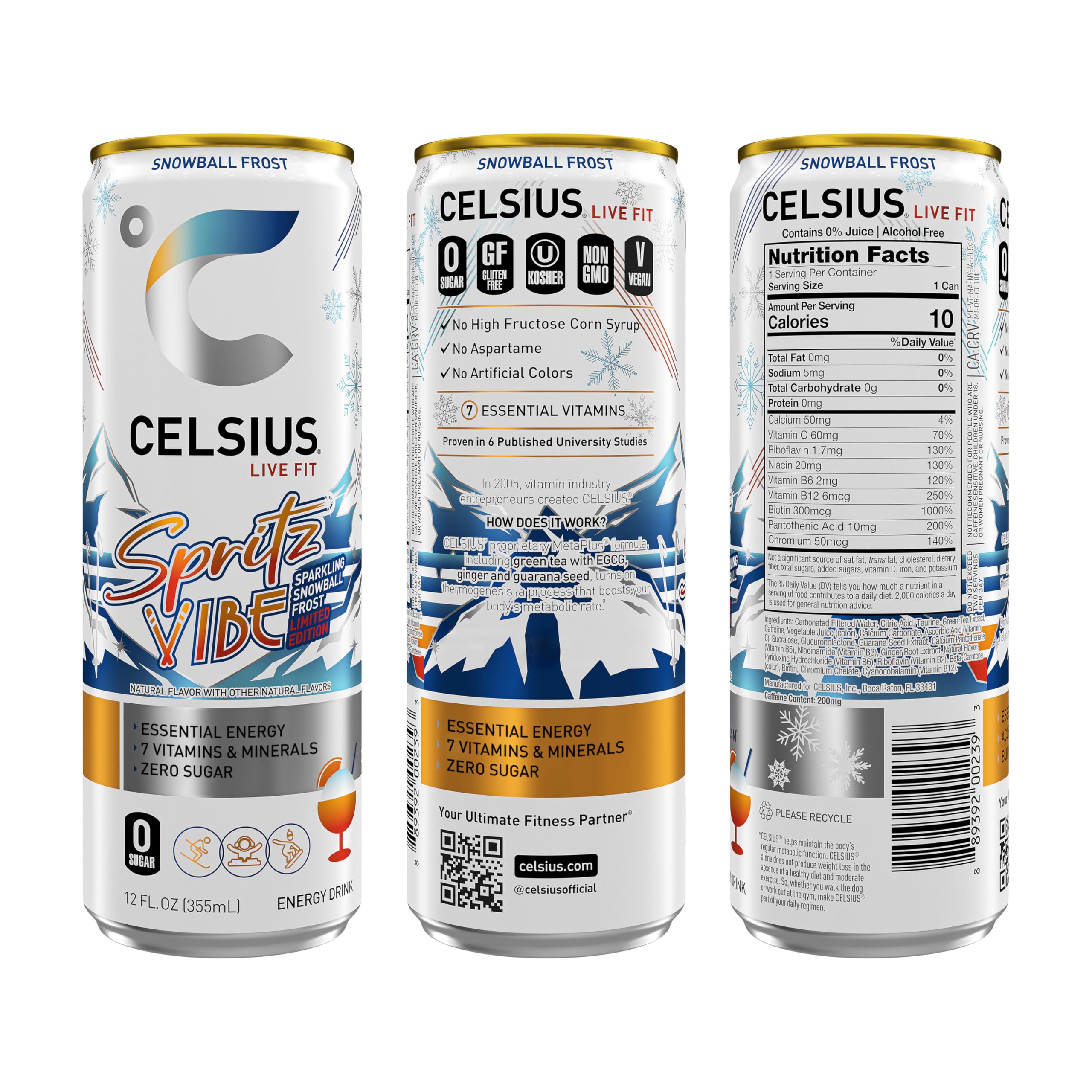 CELSIUS Sparkling Spritz Vibe Limited Edition Sugar Free Energy Drink 12 Fl Oz Pack of 12 — view 3