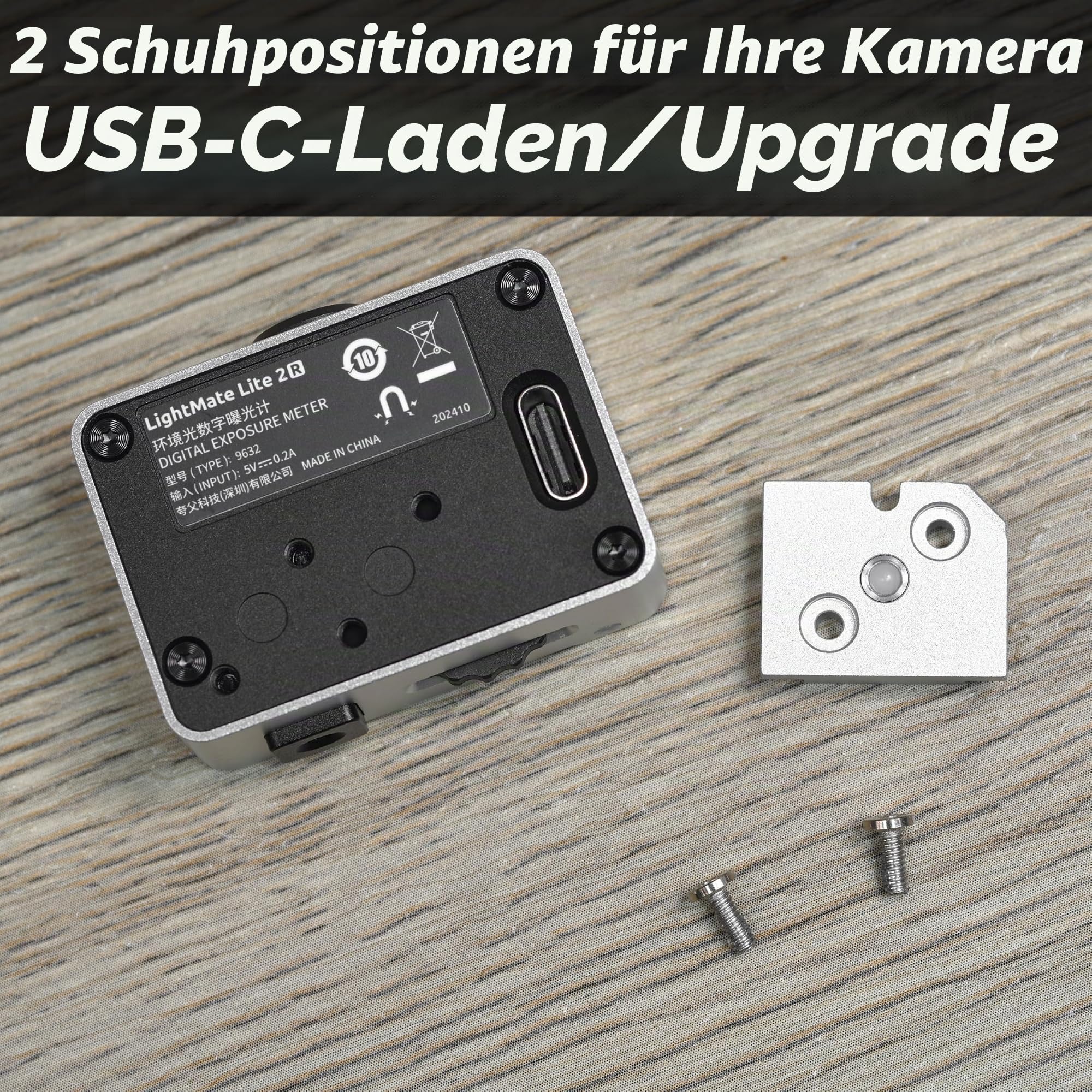 LightMate Kamera Lichtmesser & Optischer Sucher Set, Area 2S Fotografie Lichtmessgerät, OV-X1 17-Grad-Sucher, Metallgehäuse, Hochpräziser Belichtungsmesser, Silber