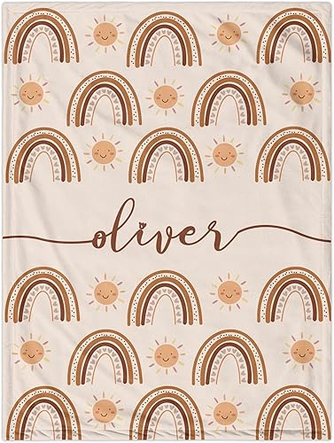 Manta personalizada con nombre de bebé manta de bebé de estilo bohemio con arco iris manta personalizada de arco iris y sol regalo de mamá esperada Manta personalizada con nombre de bebé manta de bebé de estilo bohemio con arco iris manta personalizada de arco iris y sol regalo de mamá esperada