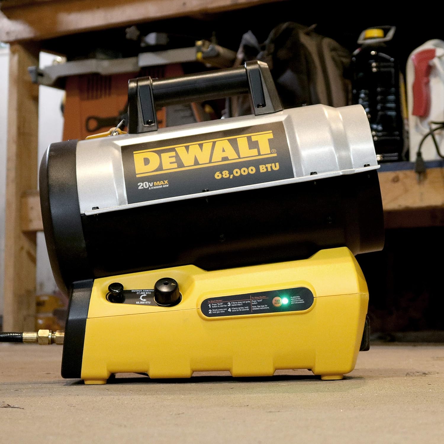 DEWALT DXH70CFAV Heater with controls and battery slot