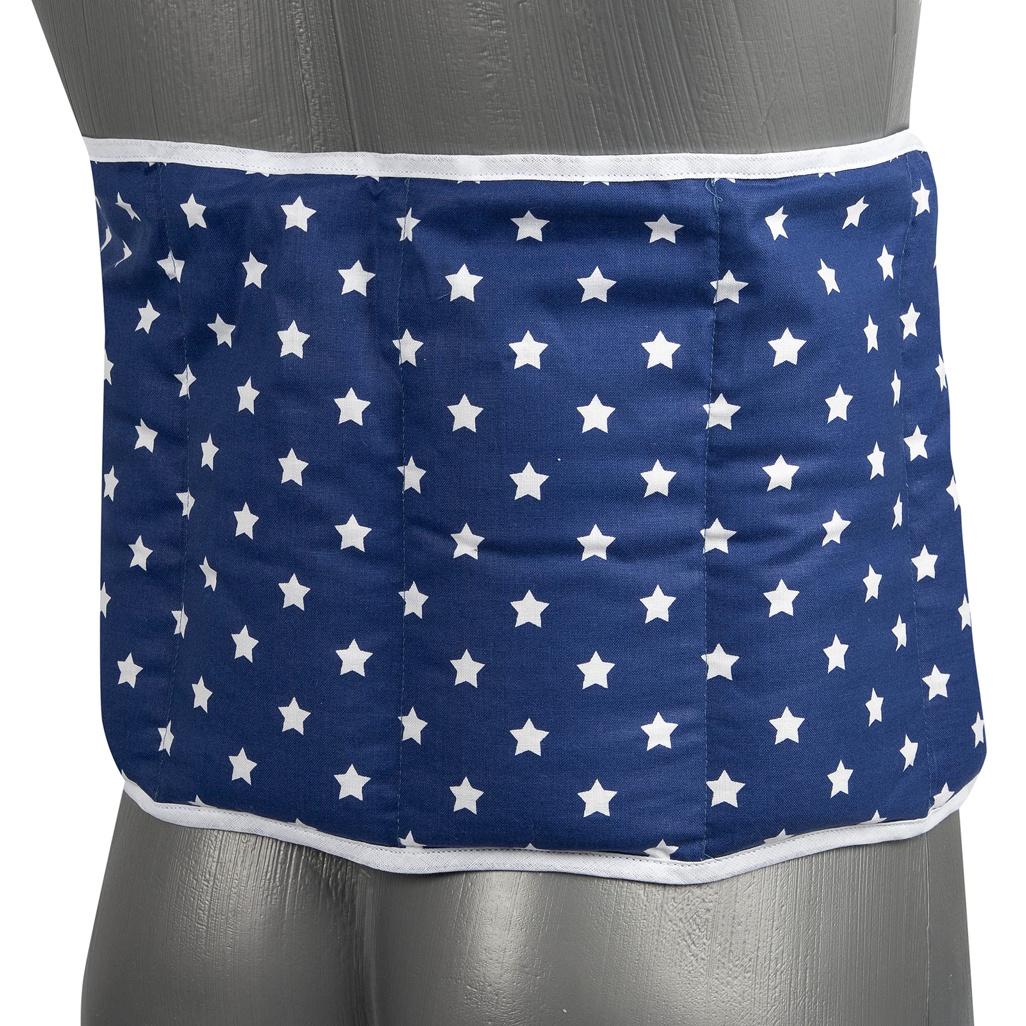 Cojín termico XXL con semillas de grosella, compartimentado en 7, con cierre adhesivo, aprox. 135cm. - estrella azul - Cinto termico lumbar