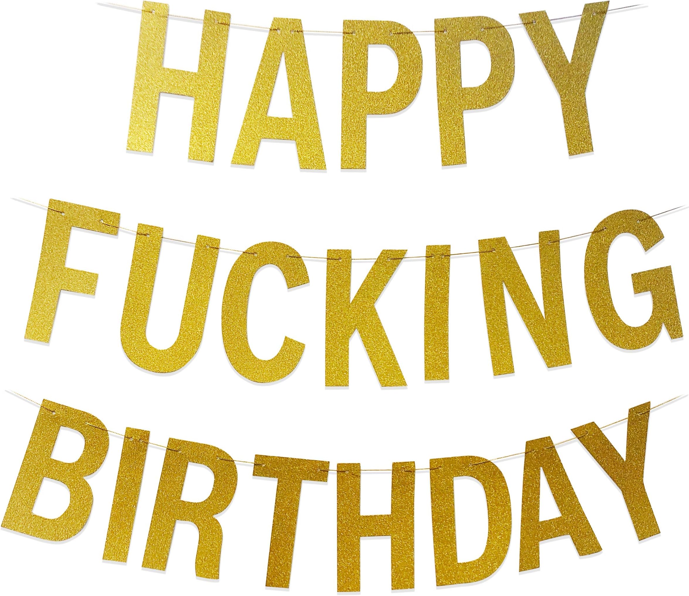 Large HAPPY F***ING BIRTHDAY Bunting - Adult Funny Birthday Banner, Office Prank