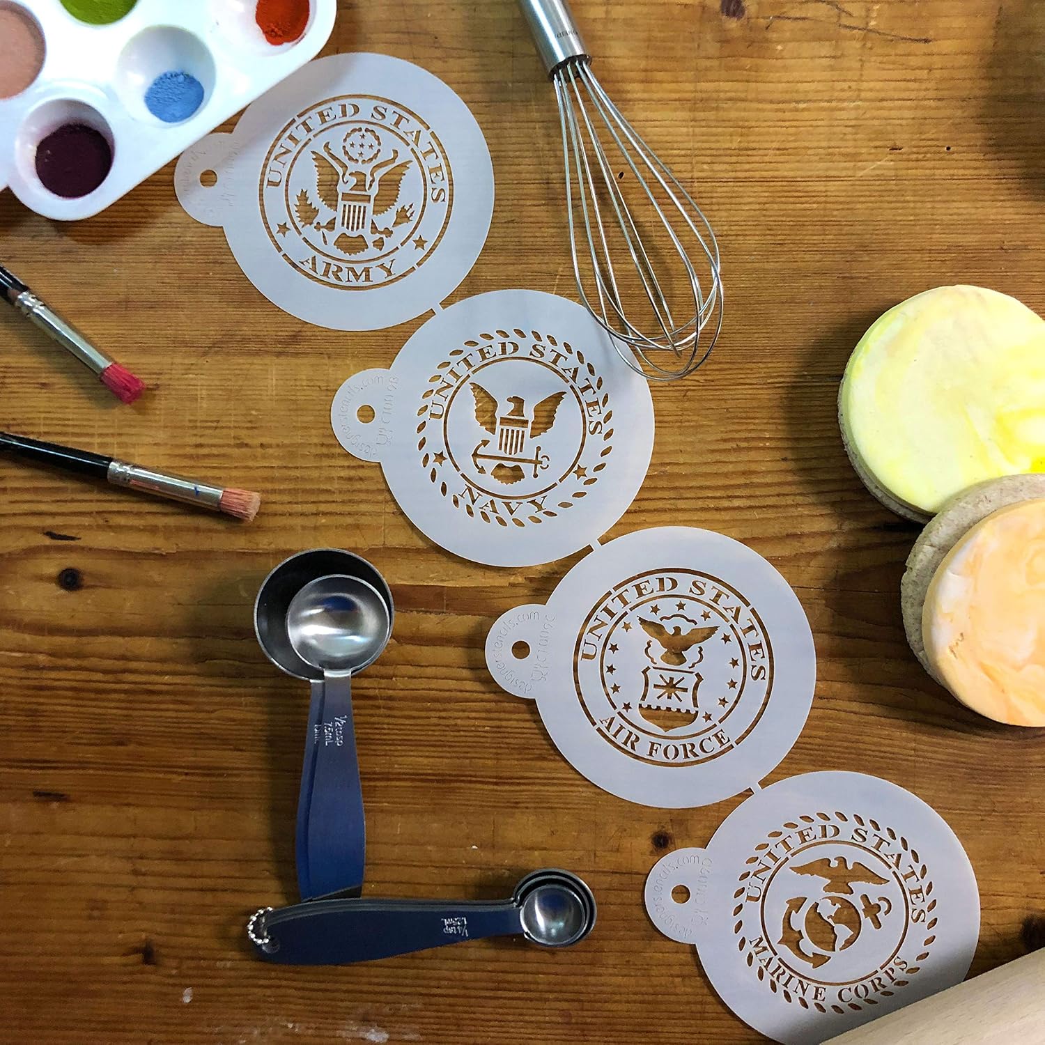 Military Seals Baking Stencils | Royal Icing & Airbrush Cookies | US Army Navy & Air Force Templates | C1009 by Designer Stencils