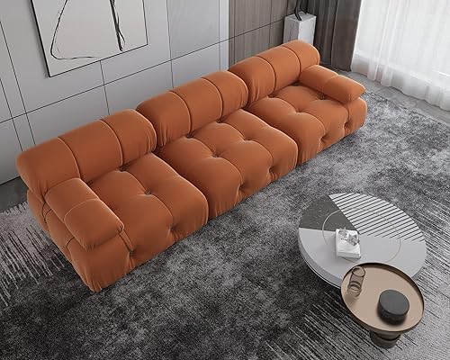 Miniatura 3 de Sofá modular convertible, moderno sofá de terciopelo de 3 plazas para sala de estar, apartamento (104 pulgadasnaranja)