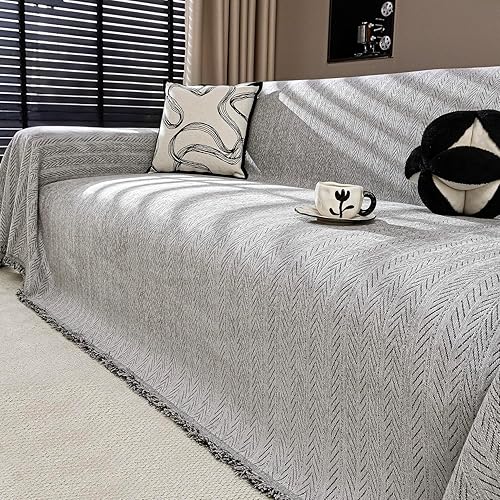 Miniatura 1 de Nobildonna Funda de sofá lavable de felpilla suave y gruesa con borla, funda impermeable para sofá de 2 a 3 cojines, sofá seccional, protector de