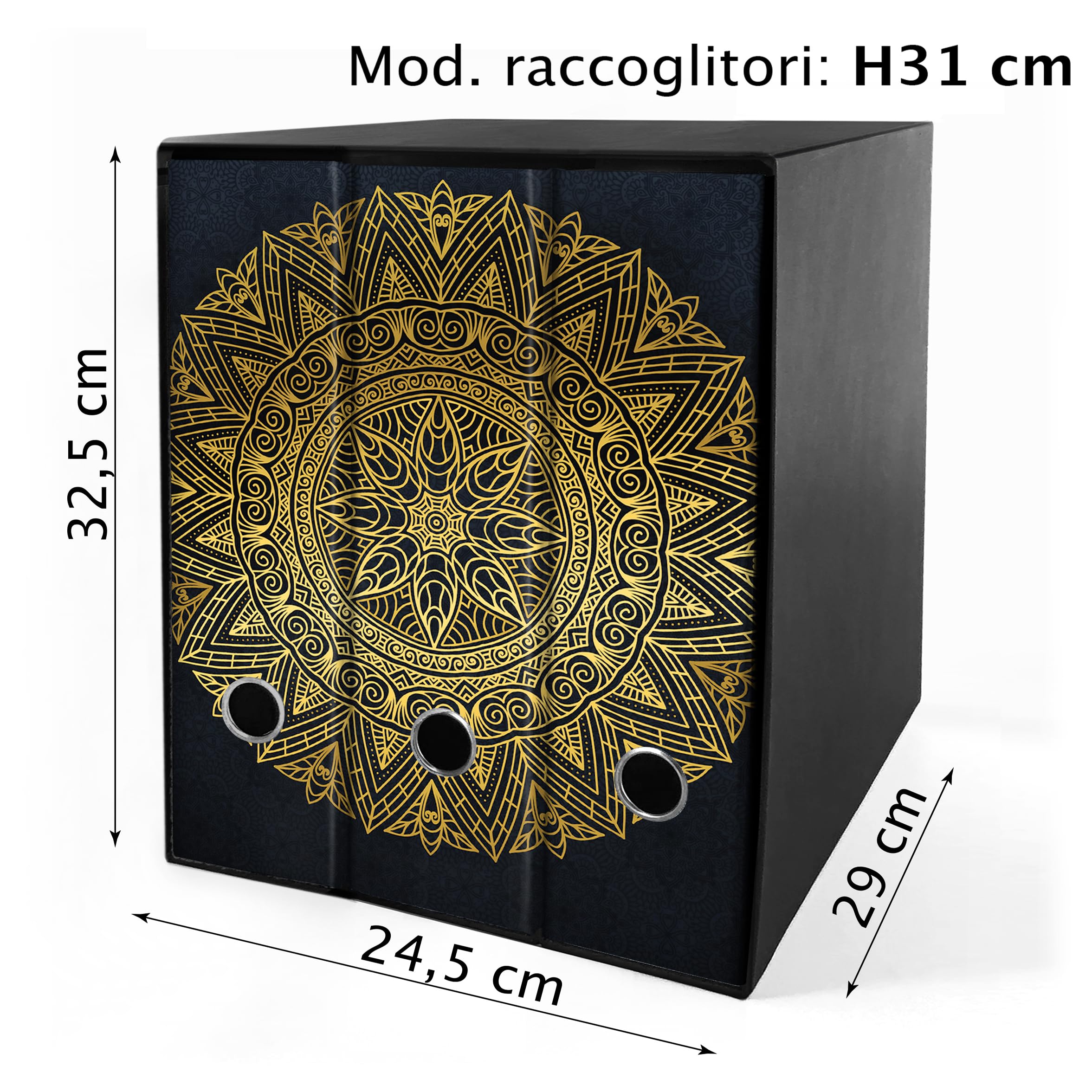 Set da 3 raccoglitori ad anelli - MANDALA color ORO (H31 cm con 2 anelli)