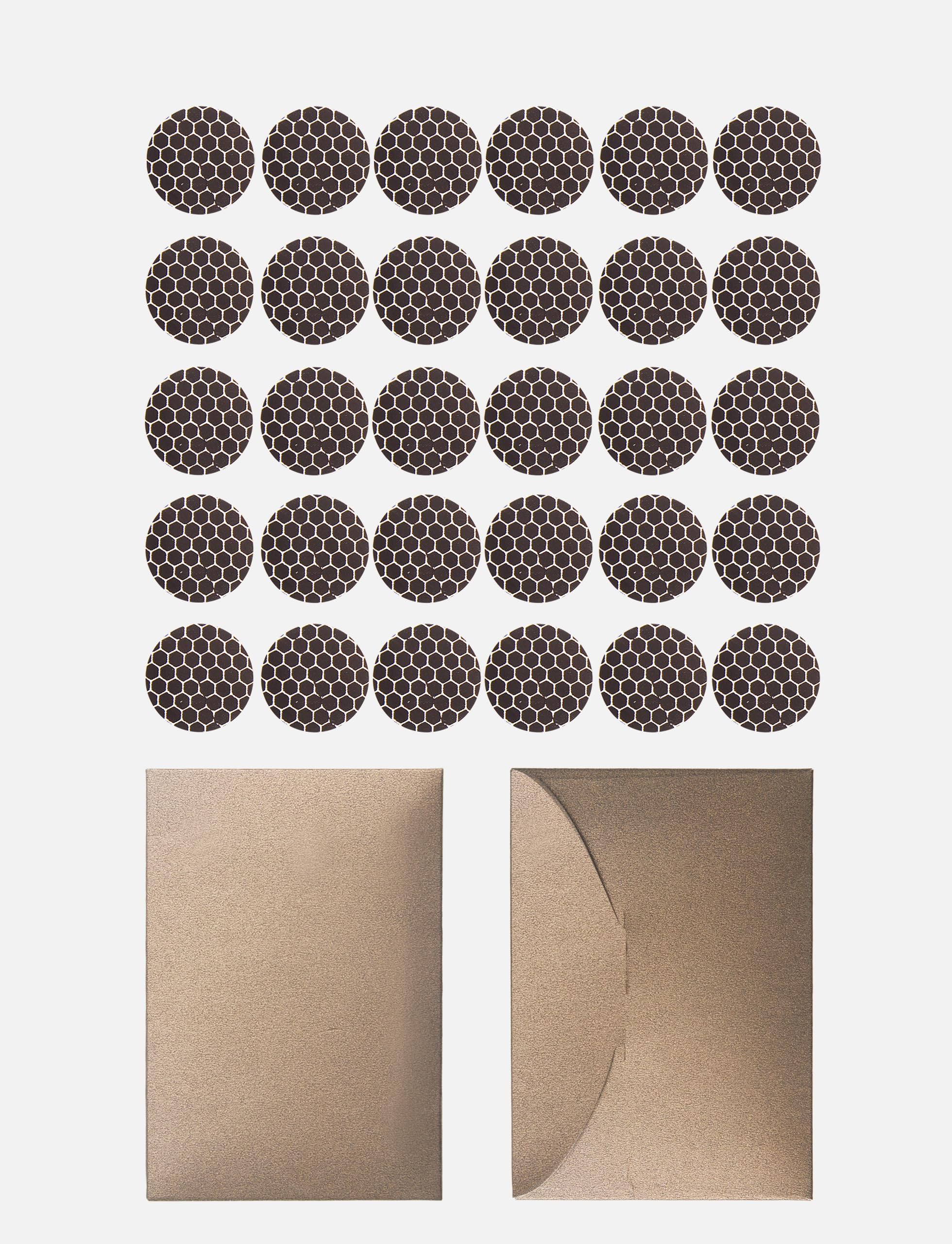 1"30 PCS Match Striker Paper with Adhesive Circle Match Strike Paper in Honeycomb Pattern Easy to use and Lights on First Try; Adhere on Fireplace Walls for Matches or as Stickers on Candle Jars