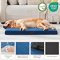 Vista 3 de Tapete ortopédico para perros grandes y medianos, cama impermeable para perros con funda extraíble, cama lavable para mascotas con espuma para jaula
