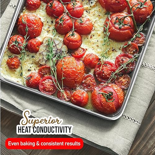 Miniatura 6 de Eatex Juego de bandejas de aluminio para hornear, bandeja de gelatina de 10 x 15 pulgadas, hojas de galletas antiadherentes