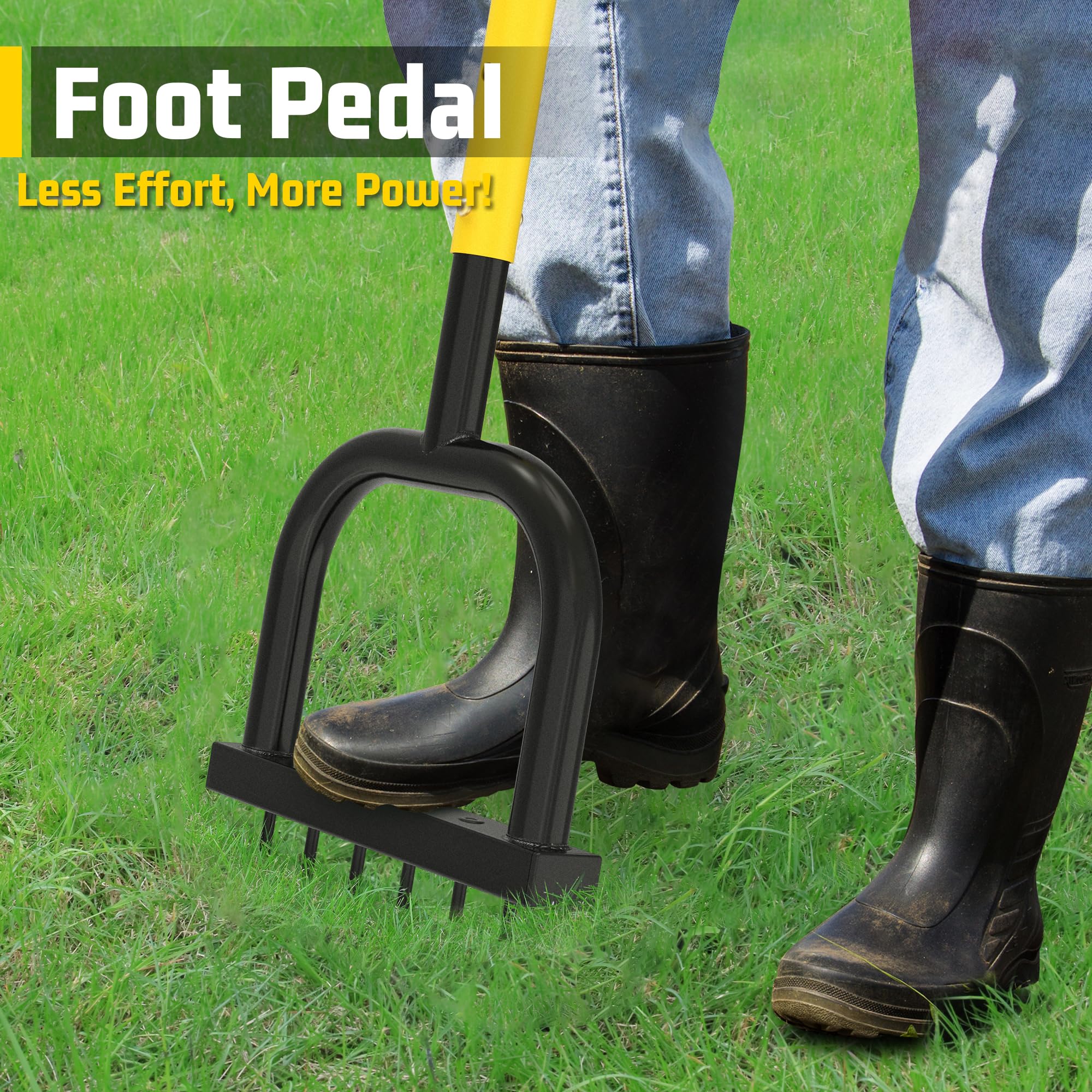 JouZYA Herramienta aireadora de césped, aireador de césped con Seis Picos extragrandes de 6 mm, Limpia Hojas y Suciedad, aireador Manual de Metal para aflojar el Suelo, airea el Patio y el jardín