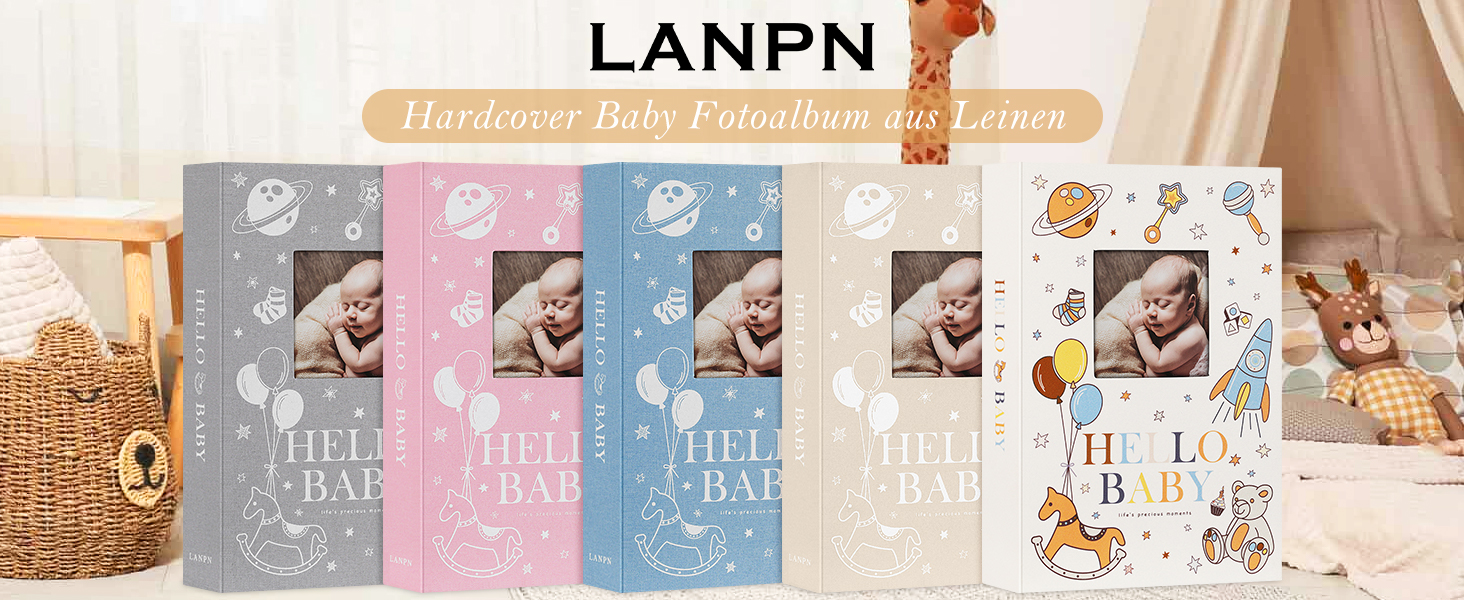 EARLY MINDS Baby-Fotoalbum - 300 Fotos + Hand-Fußabdruck Set