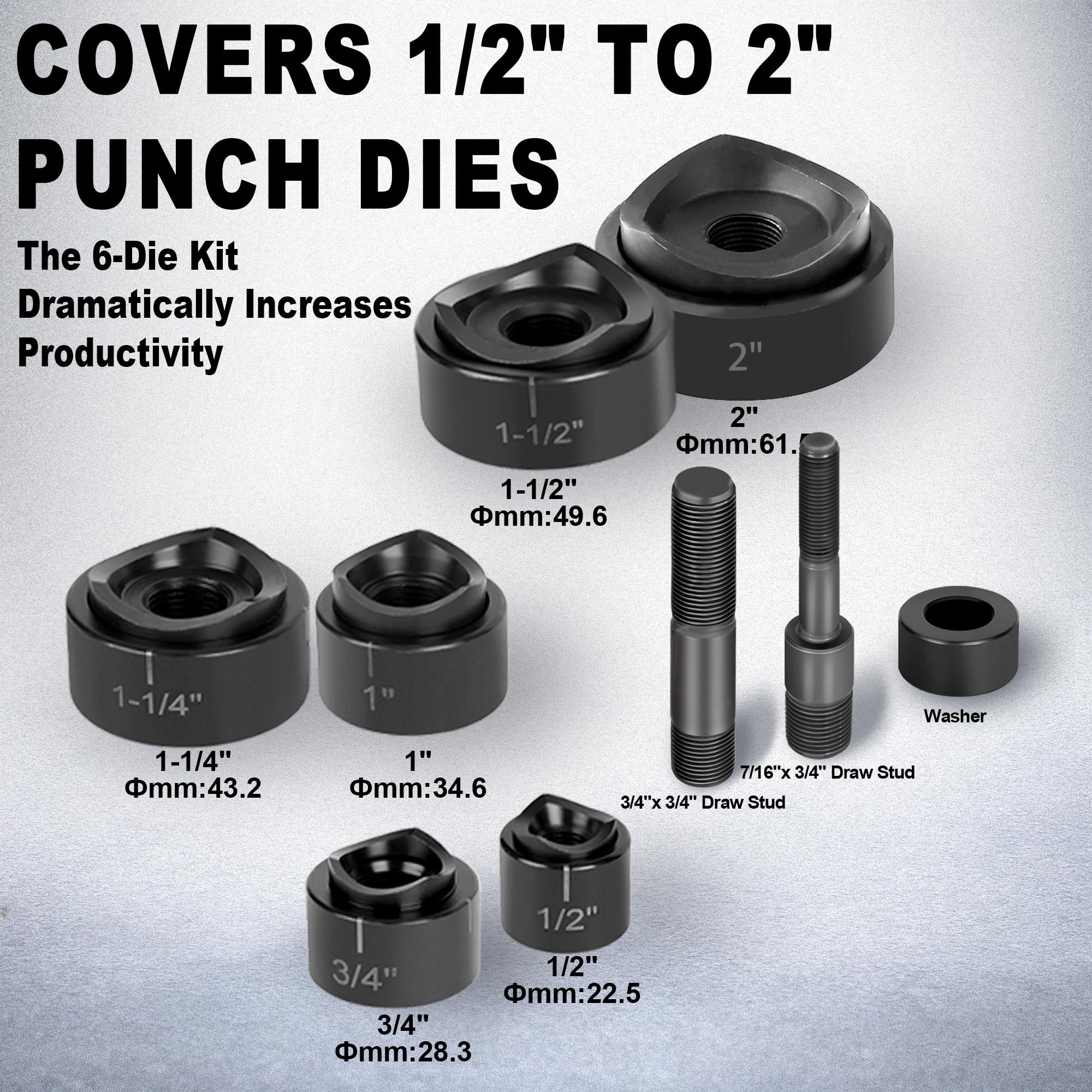 UTZIKO Hydraulic Knockout Hole Punch Driver Kit 1/2 to 2 inch