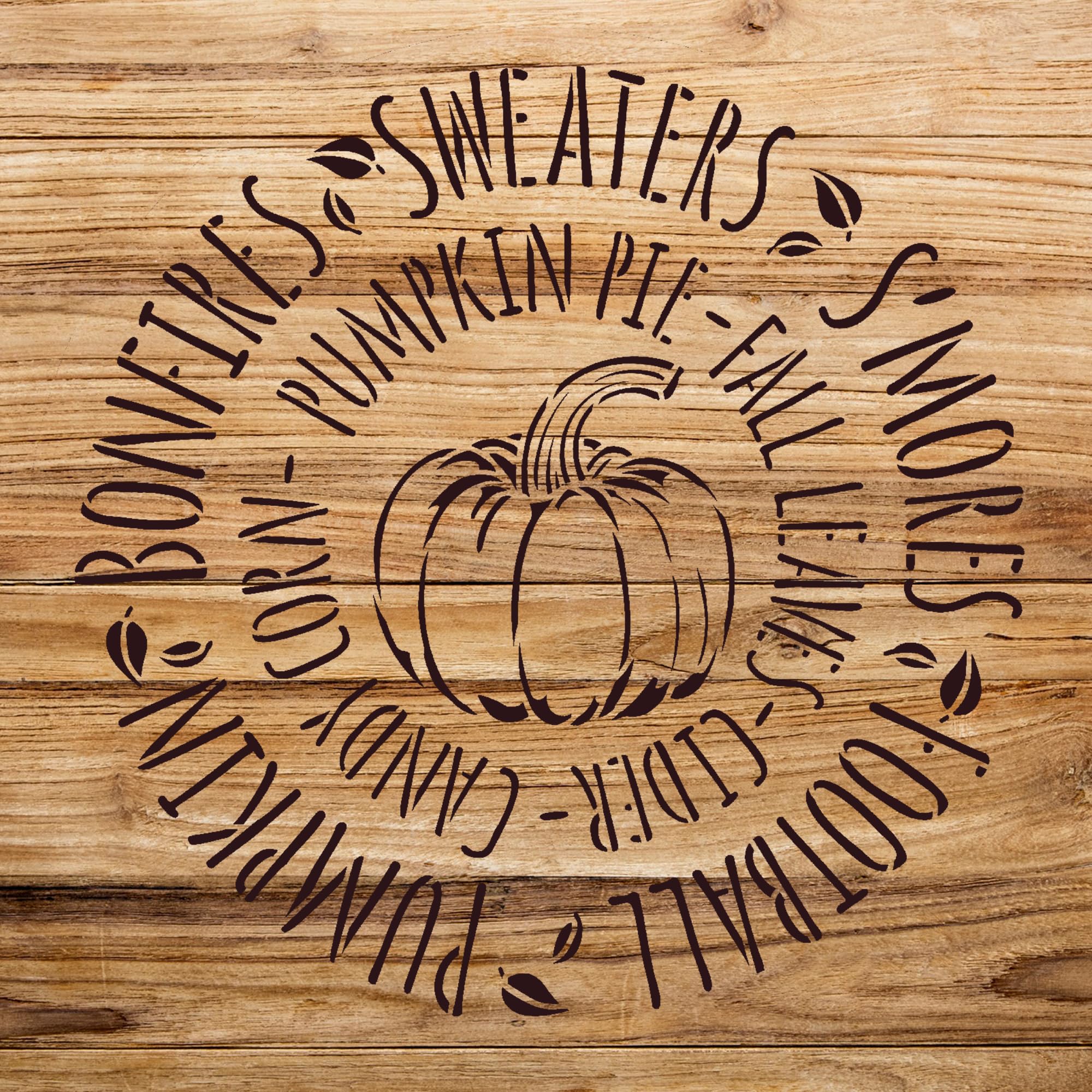 Fall Word Art Stencil with Pumpkin and Leaves for Walls and Crafts, Reusable Mylar Template, Ideal for Home Decor and Seasonal Projects - Size A1 (23.4
