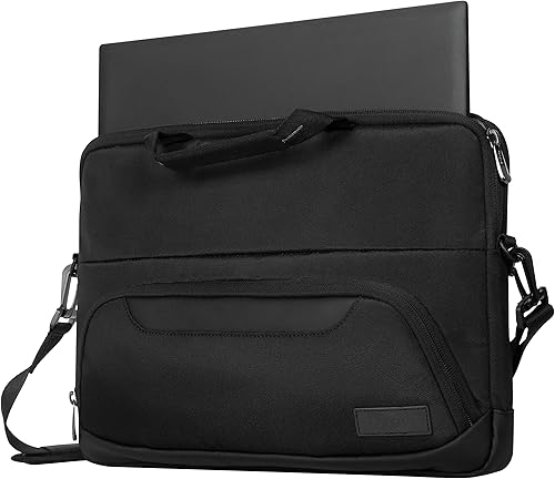 Miniatura 7 de Targus Bolsa para laptop de 12-14 pulgadas para negocios y viajes, color negro, bolsa de mensajero para computadora para hombres y mujeres, material