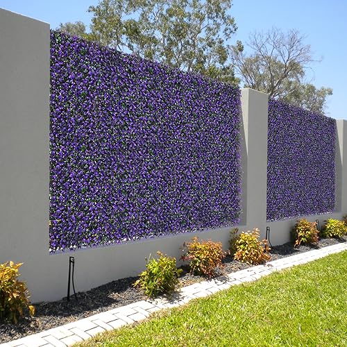 Miniatura 6 de COARBOR Paquete de 6 paneles artificiales de lavanda de 20 x 20 pulgadas, valla de fondo de seto, valla de privacidad, valla decorativa perfecta