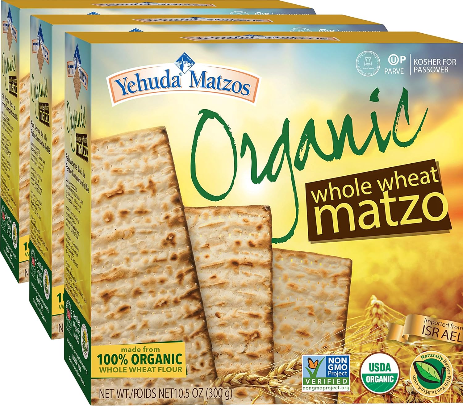 Yehuda Organic, Whole Wheat Matzo, 10.5oz (3 Pack)