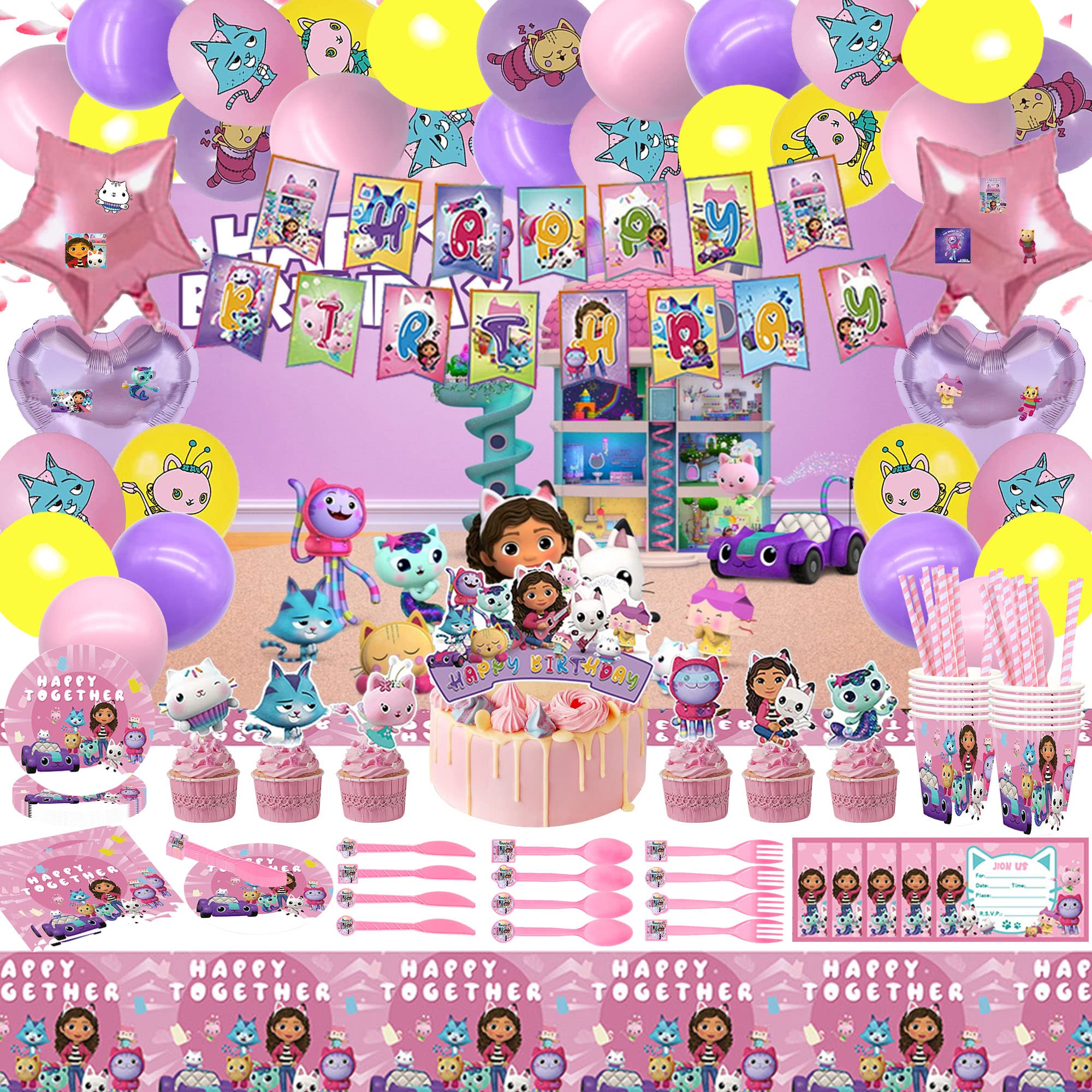 Buy 211 PCS Doll House Birthday Party Supplies for 10 Guests, Party