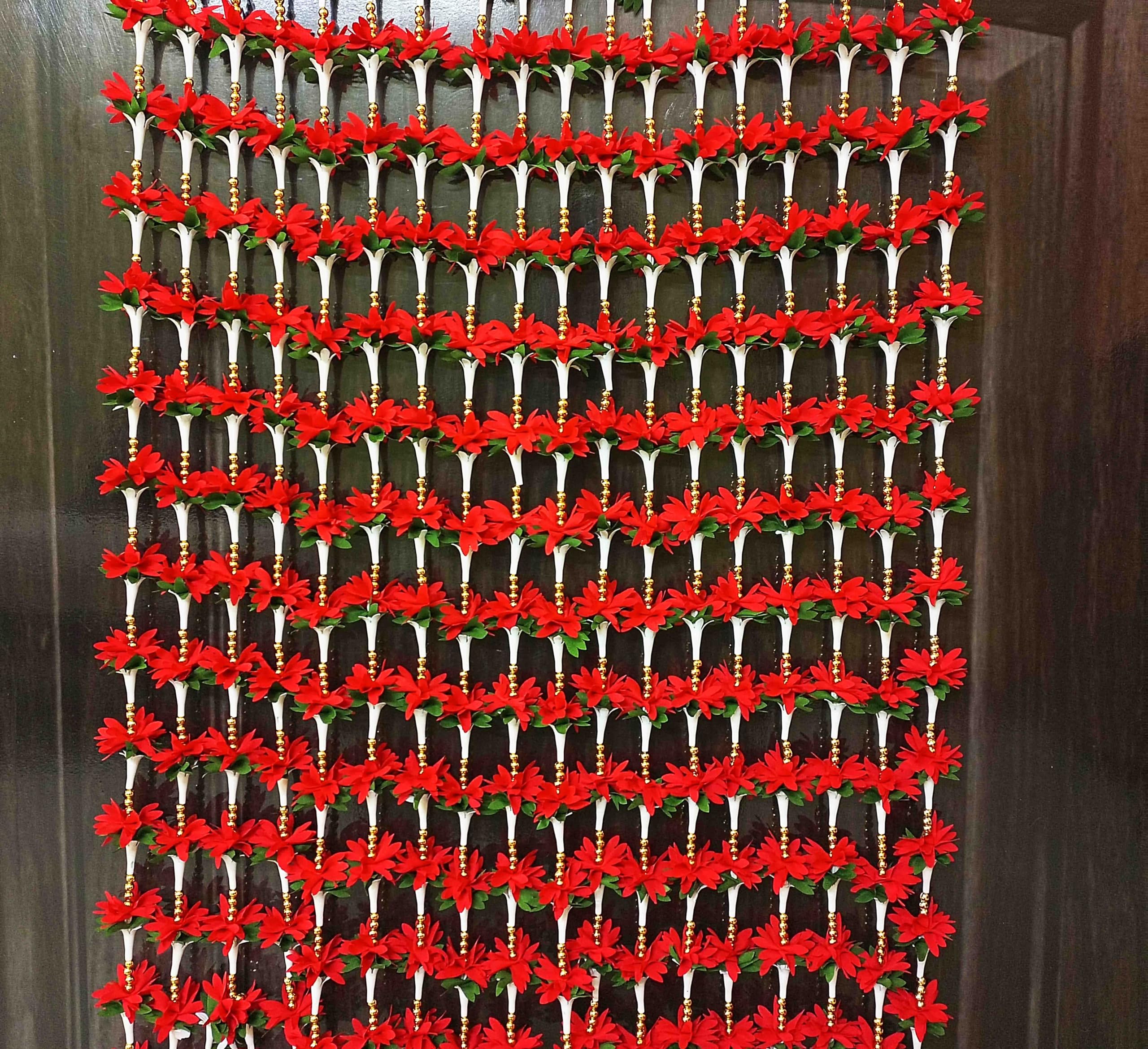 afarza Artificial Flower Garland Toran for Door Entrance Home Decoration Hanging 4Pieces 5ft (RED)