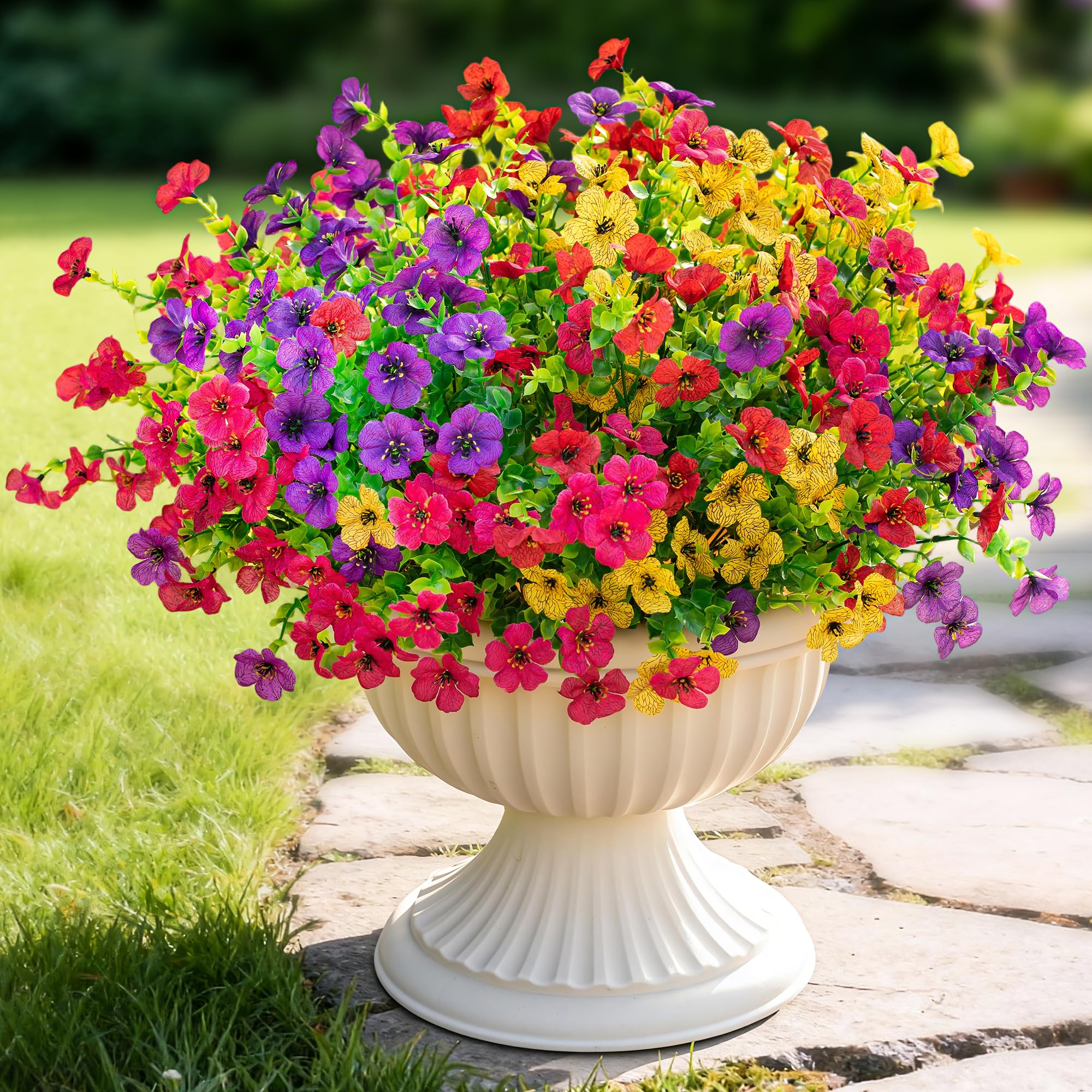 Digtecno 16 Bundles Artificial Fake Flowers Plants