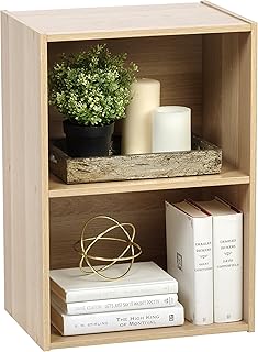 IRIS USA Small Spaces Wood, Bookshelf Storage Shelf, Bookcase, 2-Tier, Light Brown