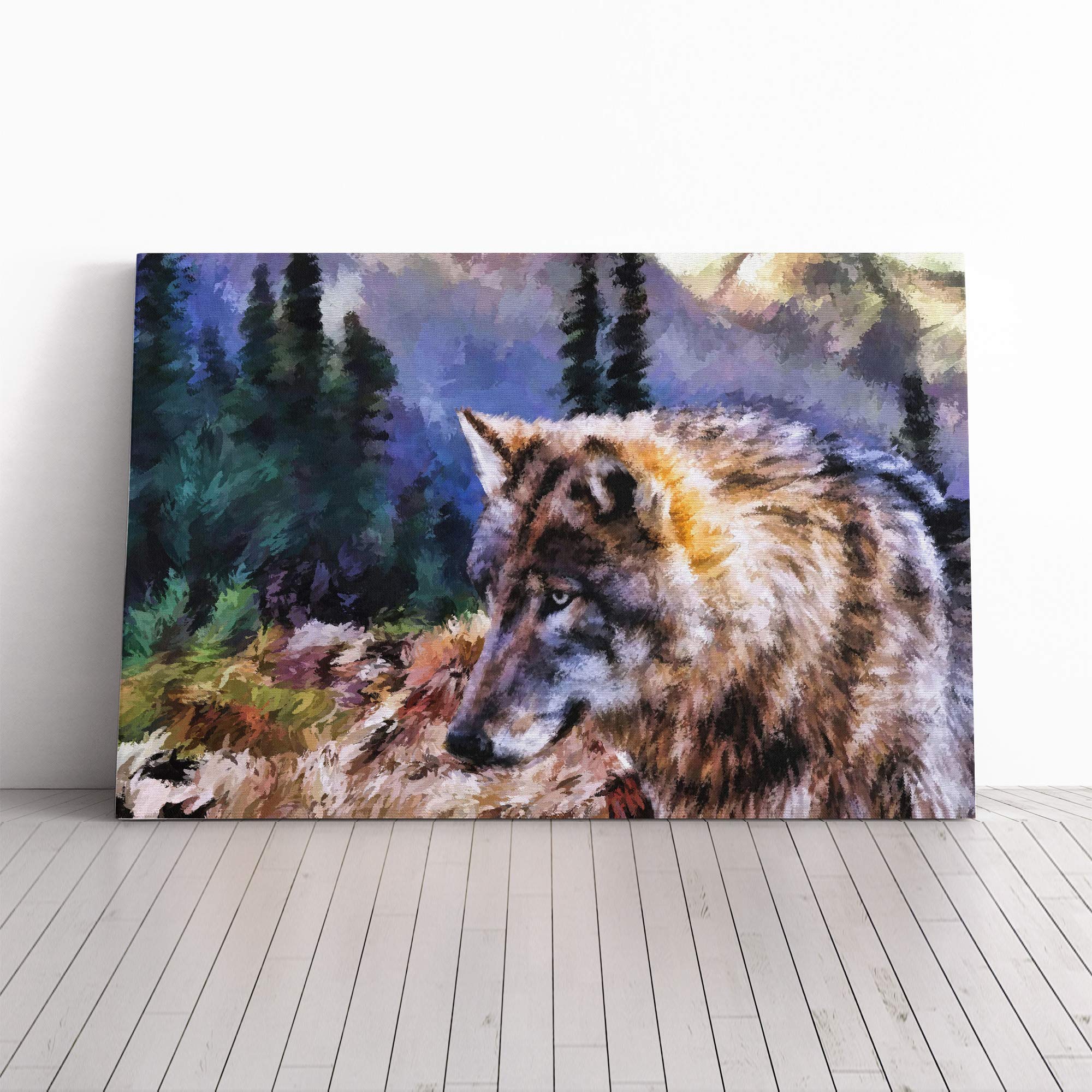 Wall Abstract Wolf Art (3) Canvas Print | Gallery Wrapped 30mm Frame Wall Art | 30x20 inches | Ready to Hang | Abstract Animals Picture | Living Room Bedroom Lounge Office