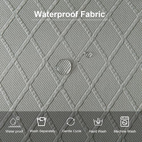 Miniatura 5 de Genina Fundas de asiento impermeables para sillas de comedor, fundas para sillas de comedor y cocina (gris claro, 2 piezas)