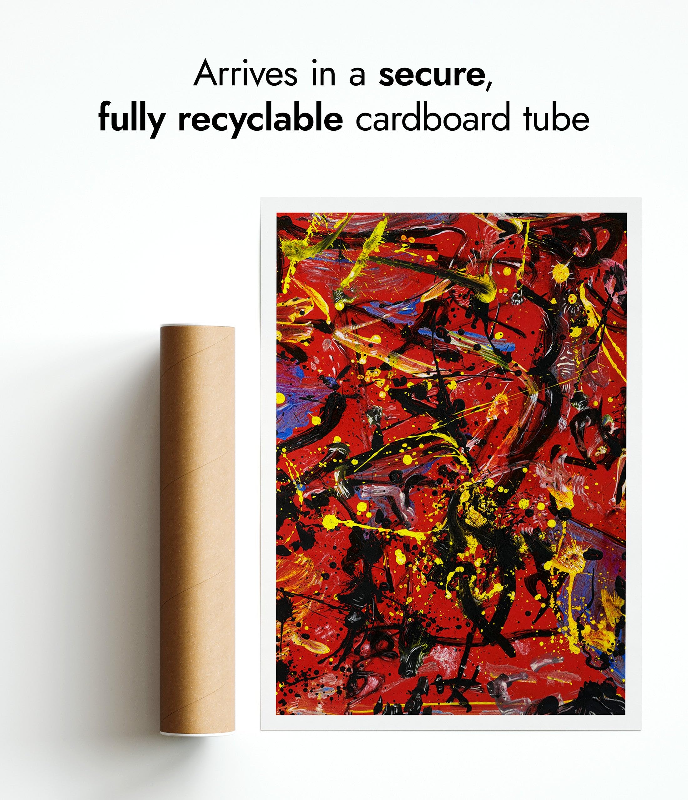 Rote Komposition von Jackson Pollock, abstrakter Expressionist Splatter, Landschaft, Wandkunstdruck, 1946, Vintage-Dekor, Poster, Geschenk, archivarisch, matt, 50 x 70 cm (nur Druck), 50 x 70 cm