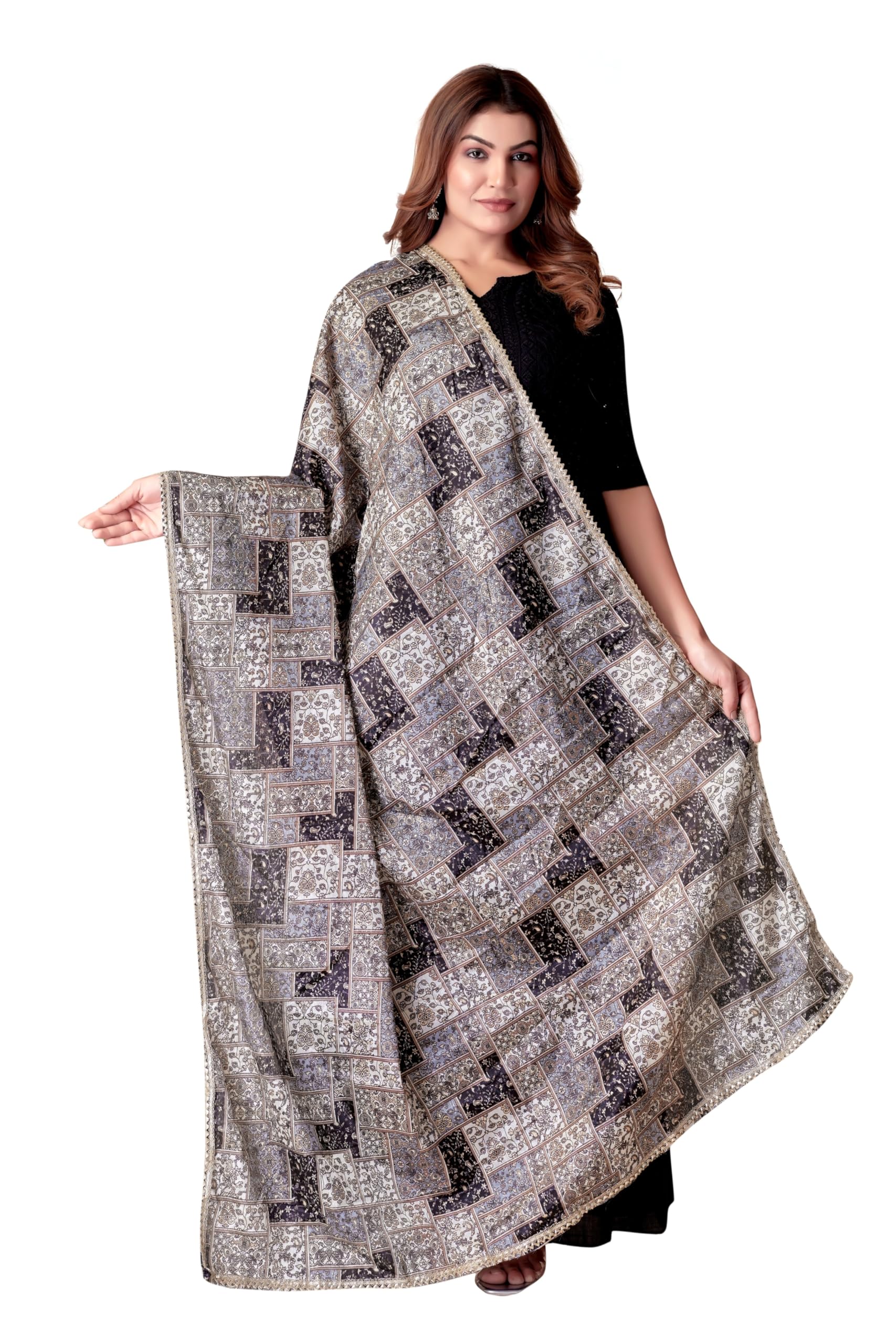 ebadat Women Chiffon Dupatta Printed Design | Soft Lightweight Scarf | Ethnic Wear for Wedding and Festival | Fashionable Stole-picture-18