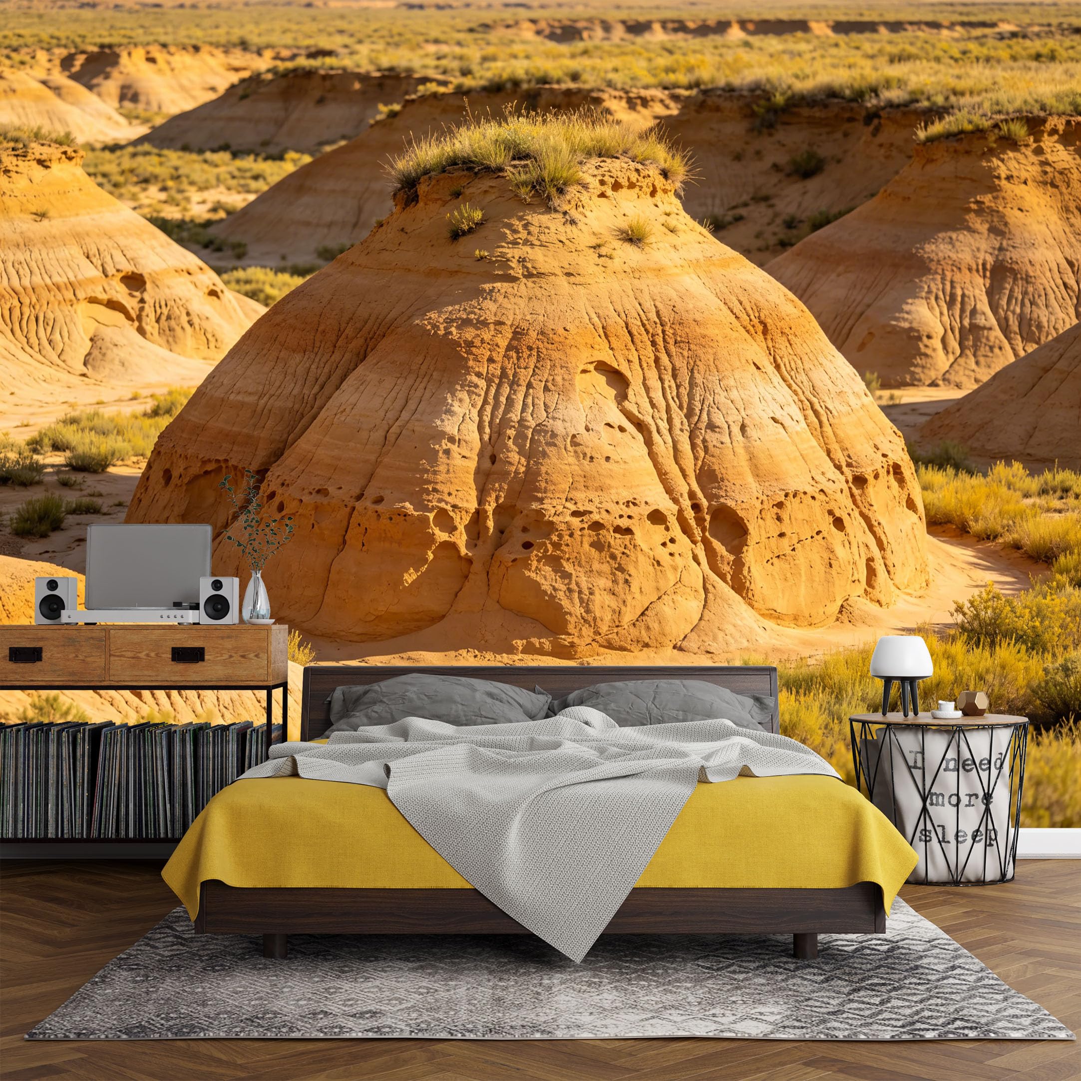 Custom Size Wall Mural， Desert Canyon Sandstone Landscape Nature Earth Tone，SelfAdhesive Art Prints wall Fabric (No PVC) Removable Wallpaper Living Room Decor