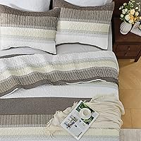 Vista 13 de Andency - Juego de ropa de cama Queen, edredón de patchwork azul mineral, 3 piezas, colcha de verano a rayas ultra suave y ligera, juego