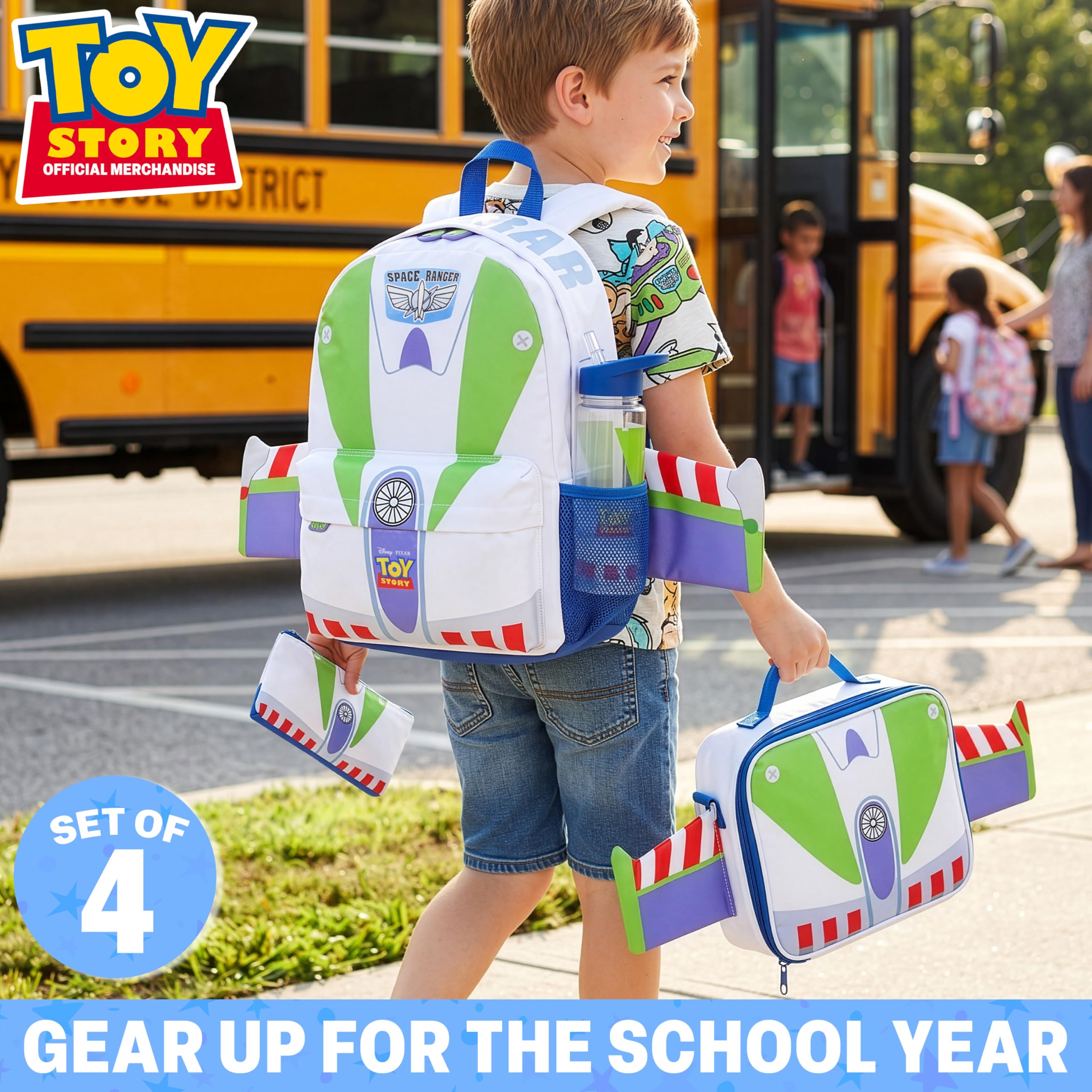 Get Trend Hot Wheels | Disney Cars | Toy Story plecak dla chłopców, 4-częściowy plecak szkolny z izolowaną torbą na lunch, piórnikiem i butelką na wodę bez BPA, plecak podróżny dla dzieci, torba na
