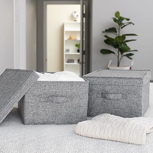 Miniatura 2 de Household Essentials Contenedores grandes de tela con tapas, grafito, juego de 2