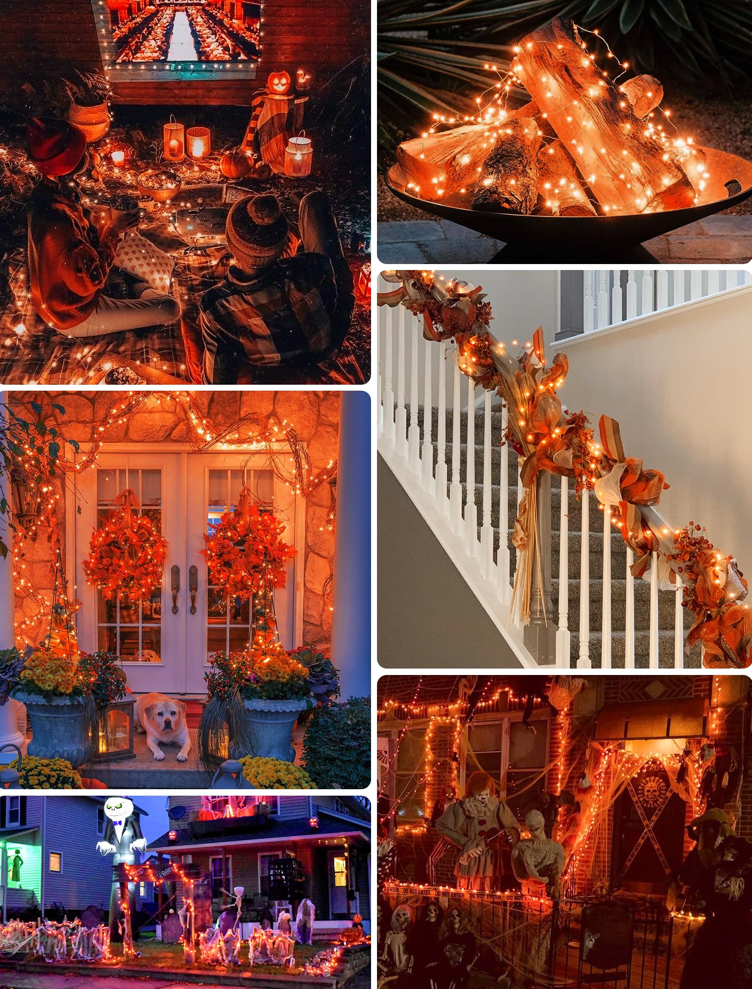2 x orangefarbene Solar-Lichterkette für den Außenbereich, je 10 m, 100 LEDs, solarbetriebene Halloween-Lichterkette, wasserdichter Kupferdraht, funkelndes Licht für Thanksgiving