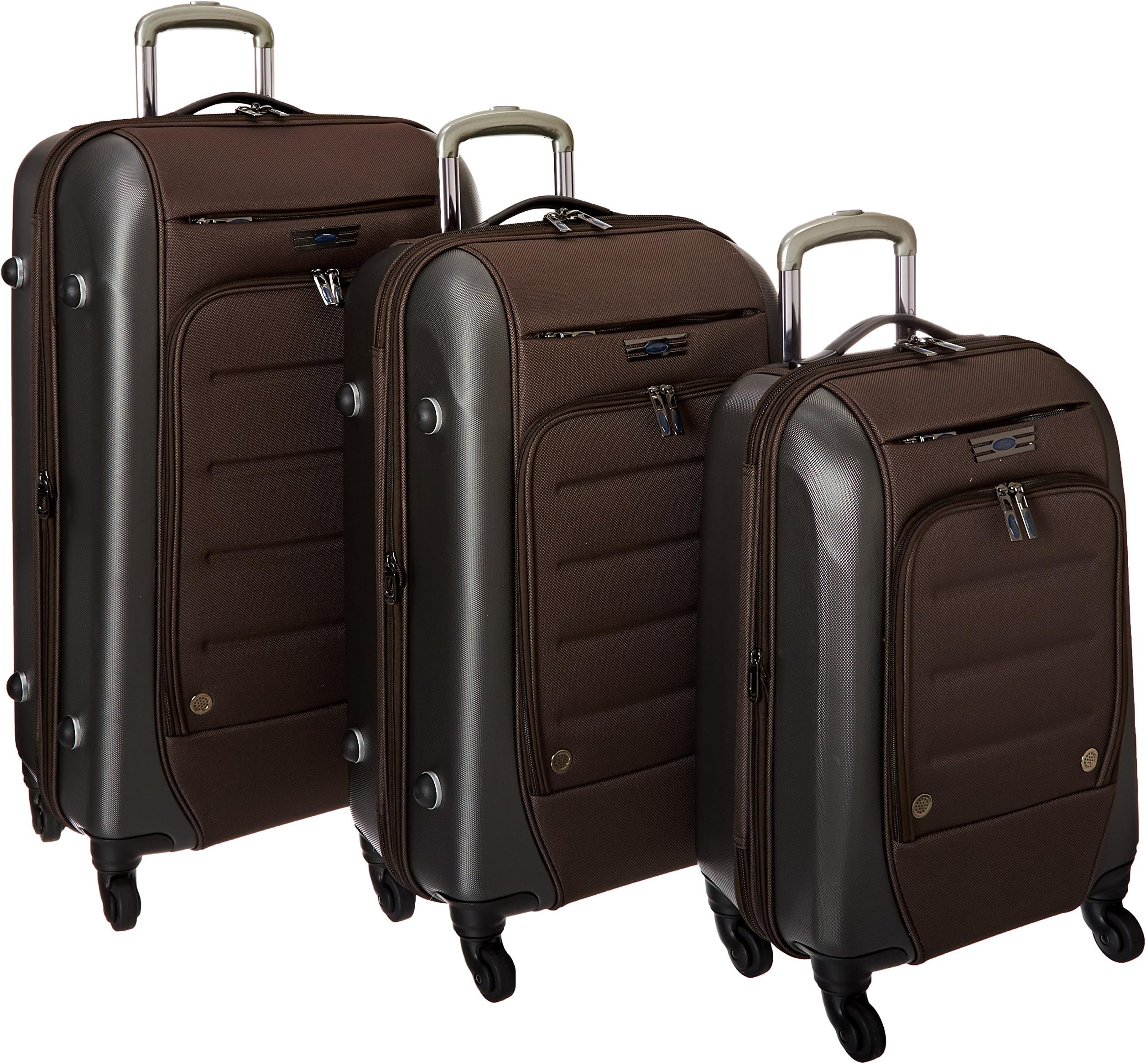 Ford by Travelers Club Flex Series Expandable Hybrid Spinner Luggage, Brown, 3-Piece Set