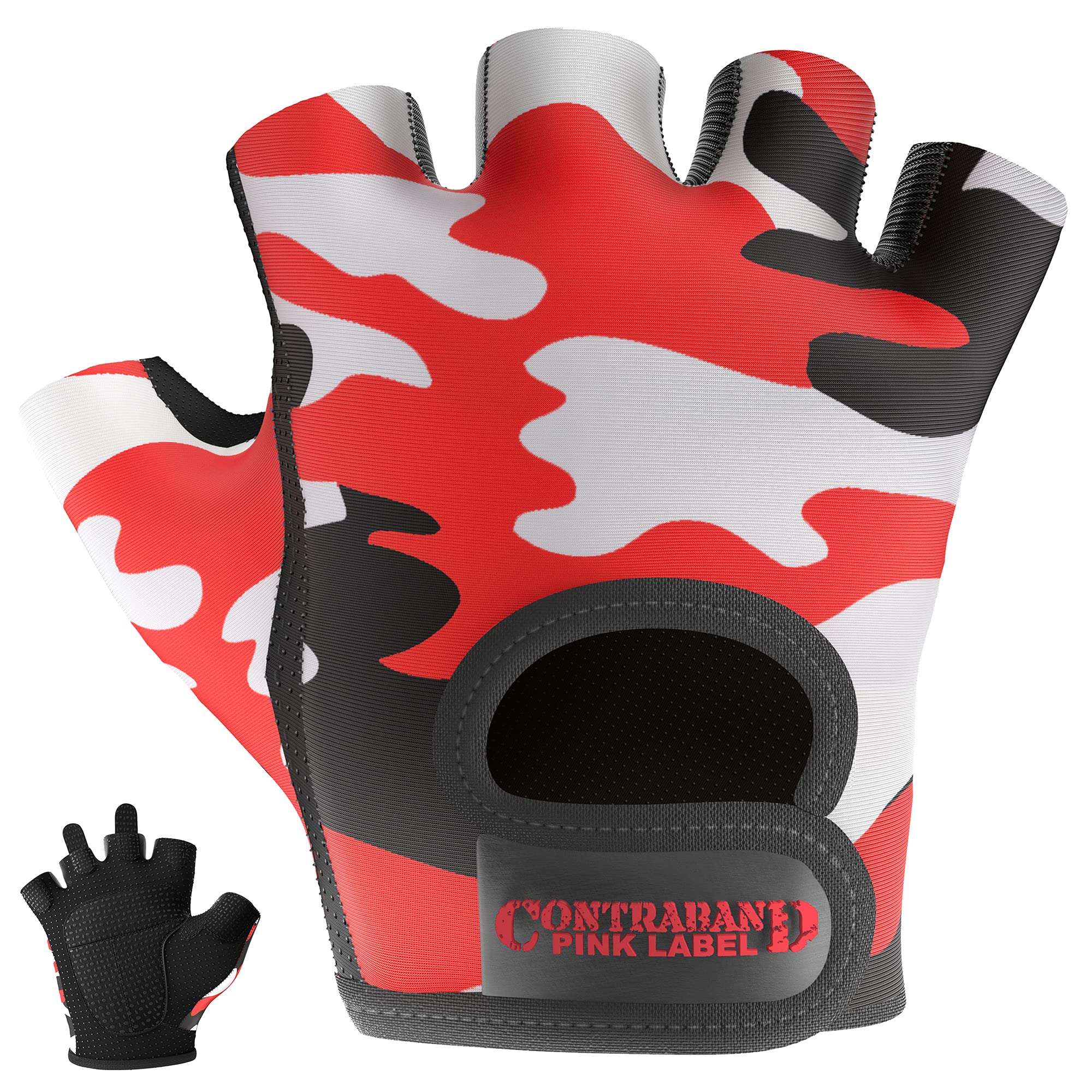 Contraband Pink Label 5217 Women's Design Series Camo Print Lifting and Rowing Gloves (Pair) - Lightweight Vegan Medium Padded Microfiber Amara