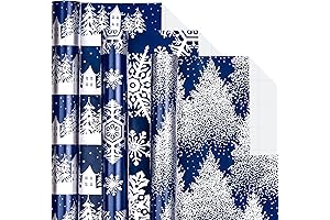 Snowy Silver and Blue Christmas Wrapping Paper Roll