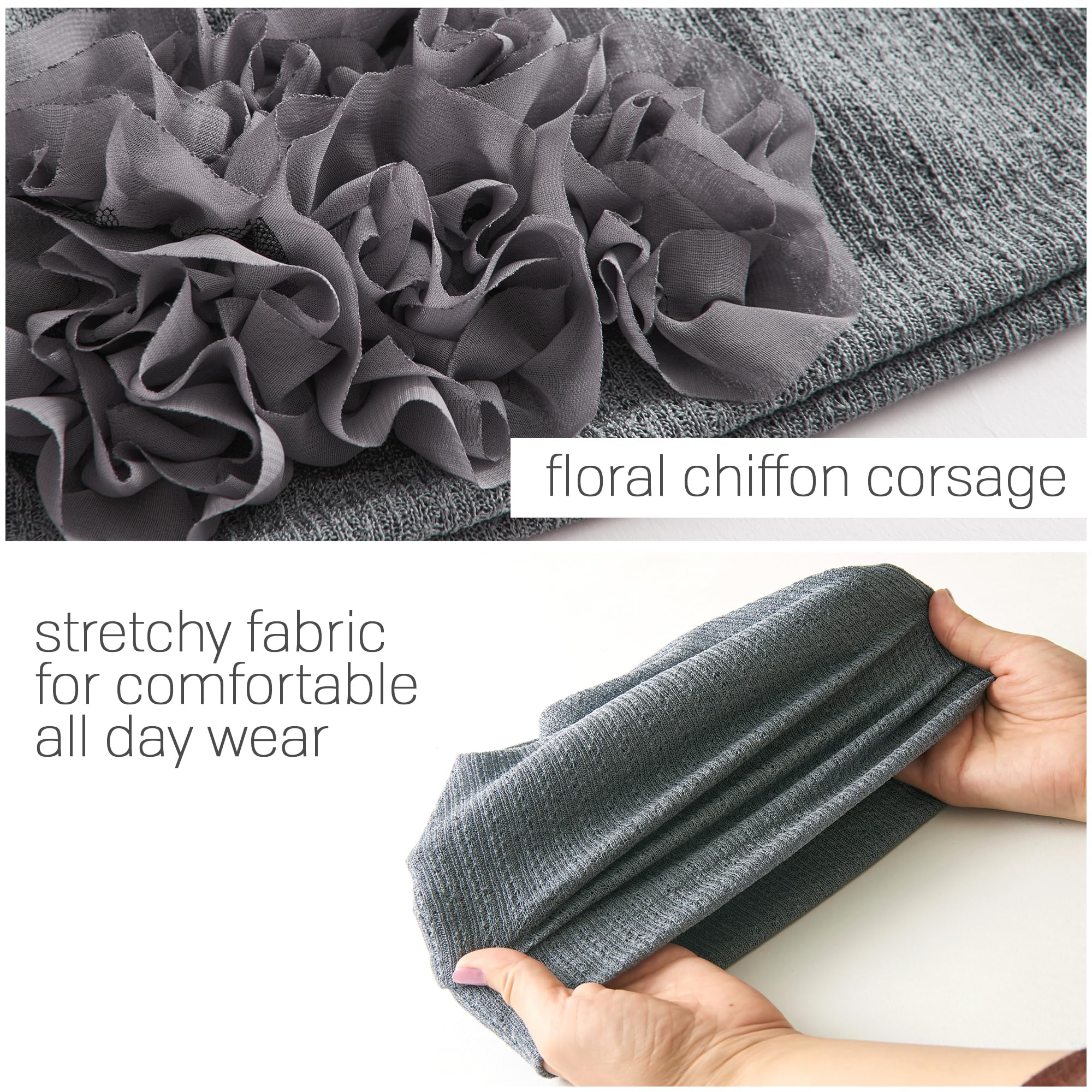 CHARM Damen 3 in 1 Multifunktionstuch - Beanie Mütze Stirnband Halstuch Loop Schal mit Blumenapplikation Sommer Winter