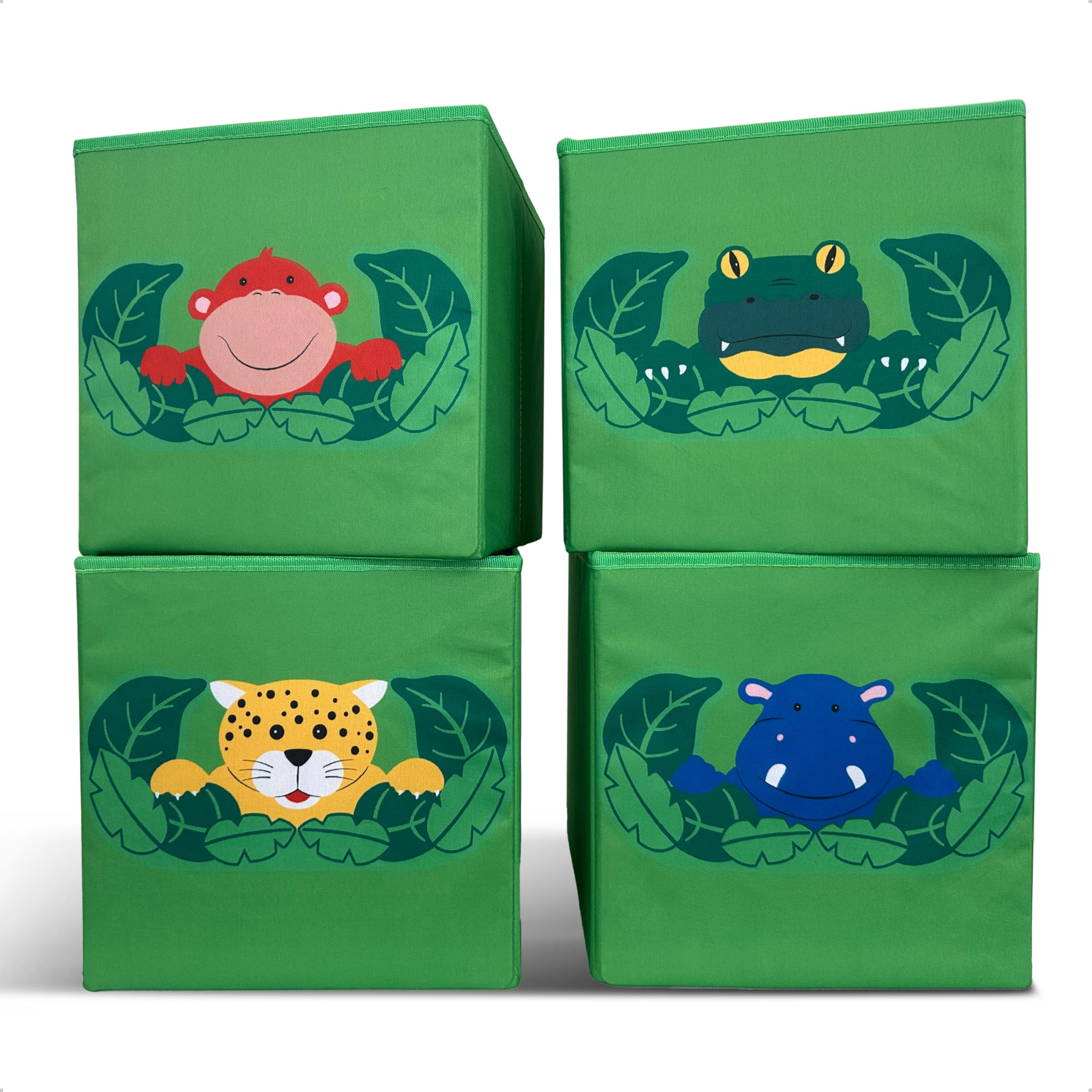 Scatola giocattolo Dschungel, 27 l (4 pezzi) per giocattoli, scatola per bambini, contenitore per animali di peluche, cestino per giocattoli