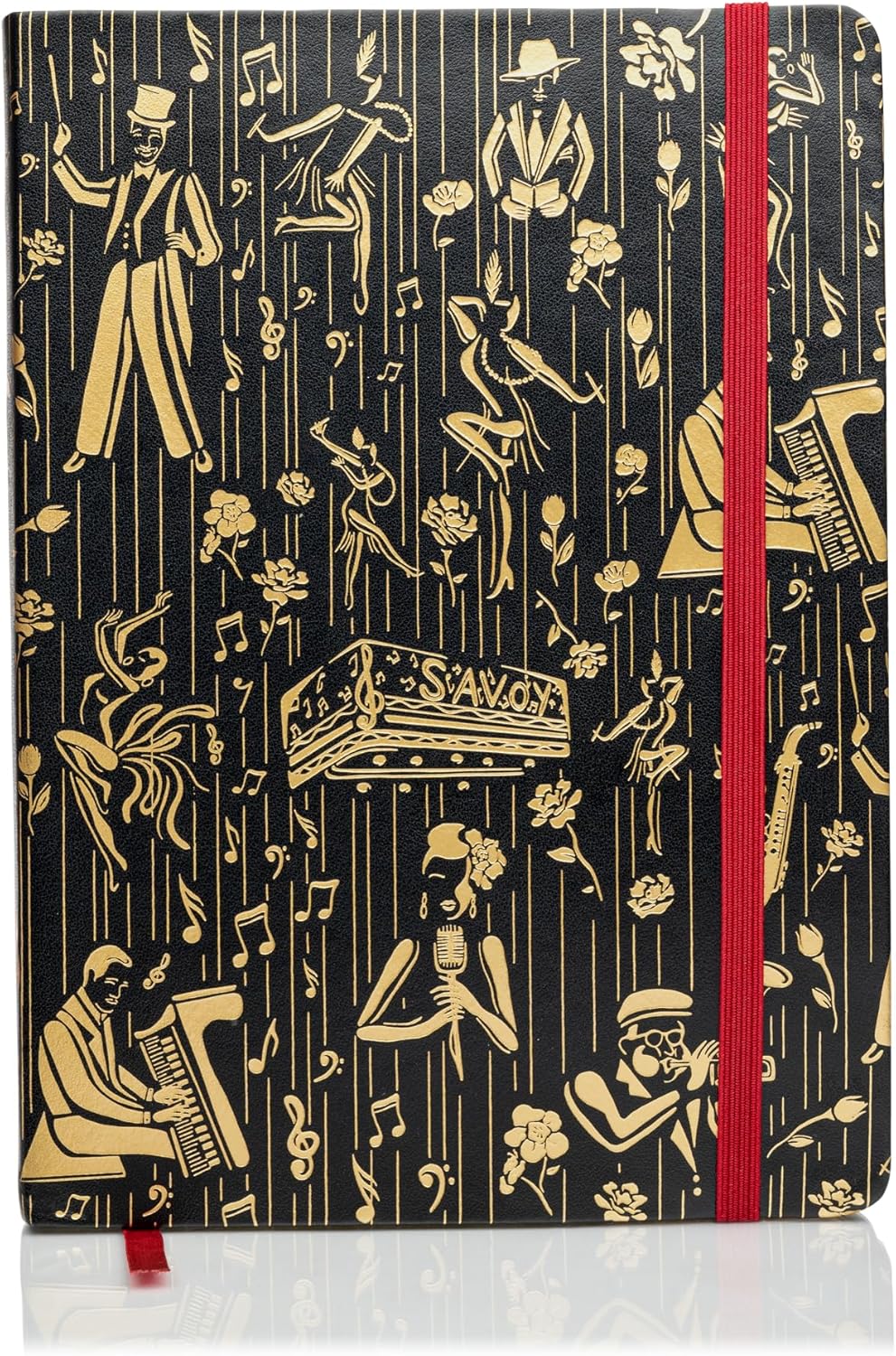 HARLEM CANDLE CO. Journal Notebook - Vegan Leather Journals for Writing, 300 pages lined paper- Writing Gift- Perfect for Office, Poets, Travel -(8.5"x6") (Black/Gold)